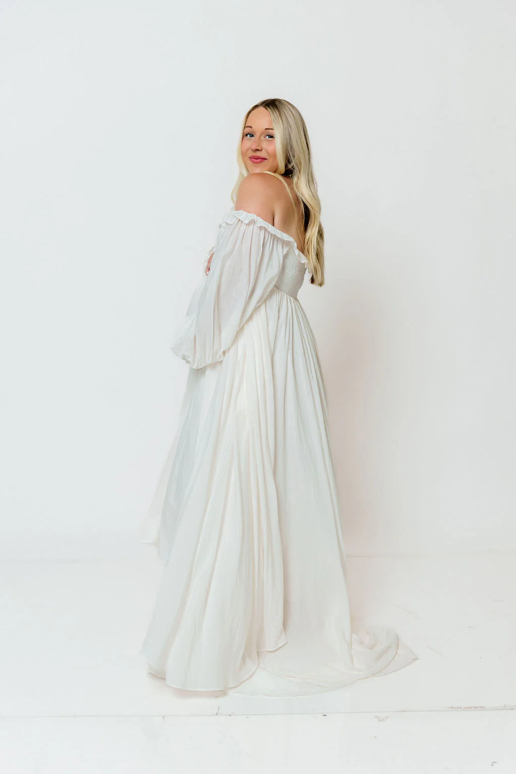 Elowen Maxi Dress in Off-White - Bump Friendly - Image 18