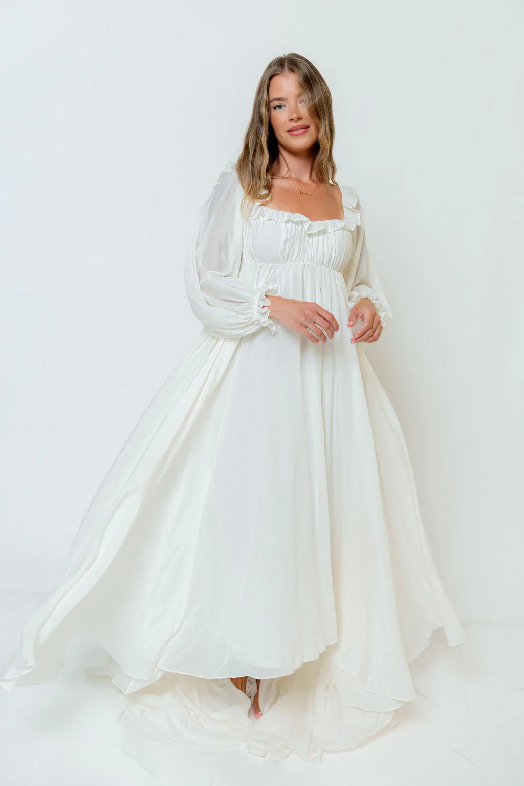 Elowen Maxi Dress in Off-White - Bump Friendly - Image 3