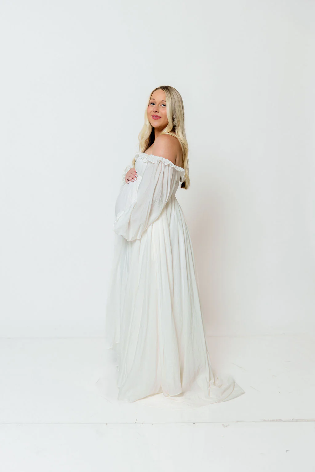 Elowen Maxi Dress in Off-White - Bump Friendly - Image 4