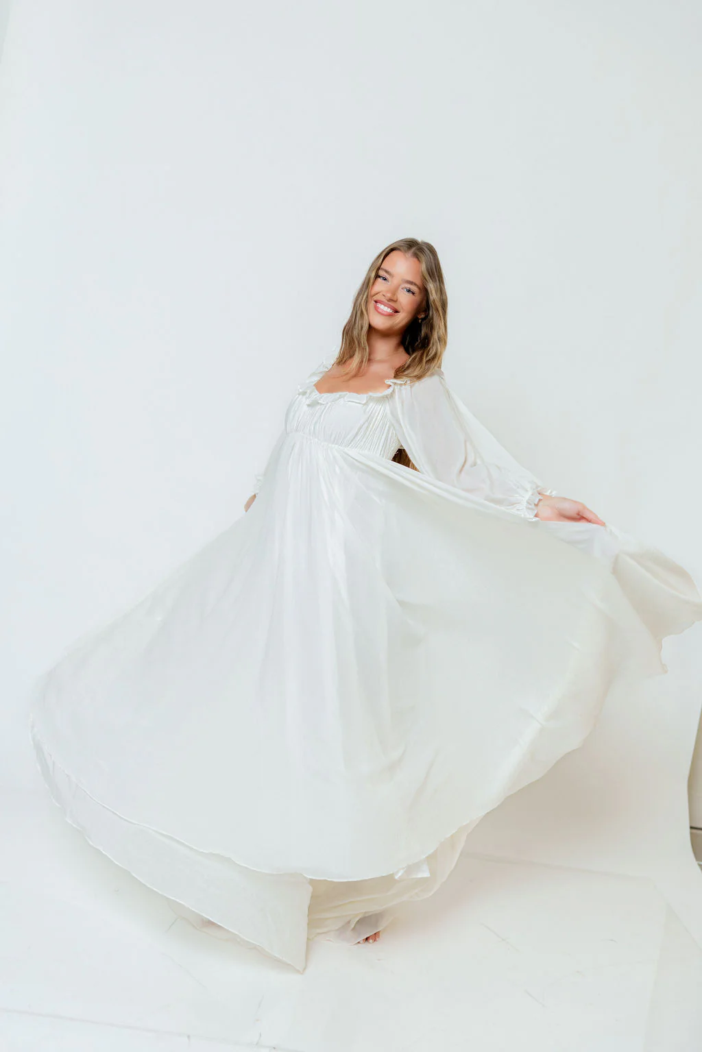 Elowen Maxi Dress in Off-White - Bump Friendly - Image 5