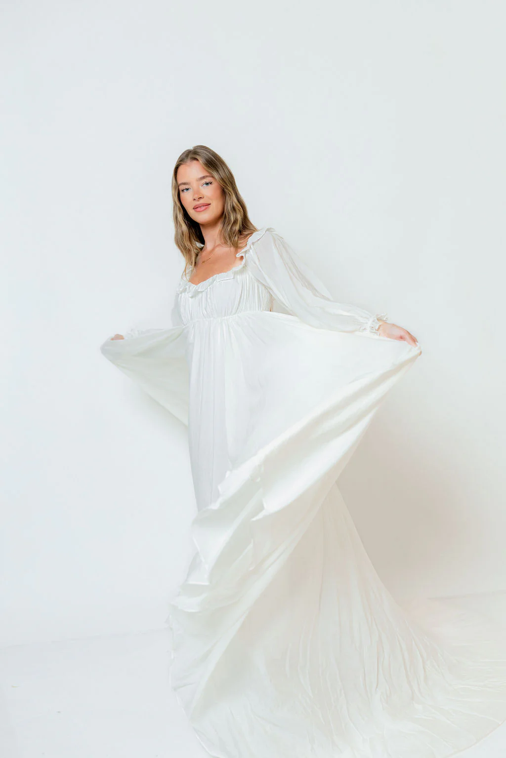 Elowen Maxi Dress in Off-White - Bump Friendly - Image 6