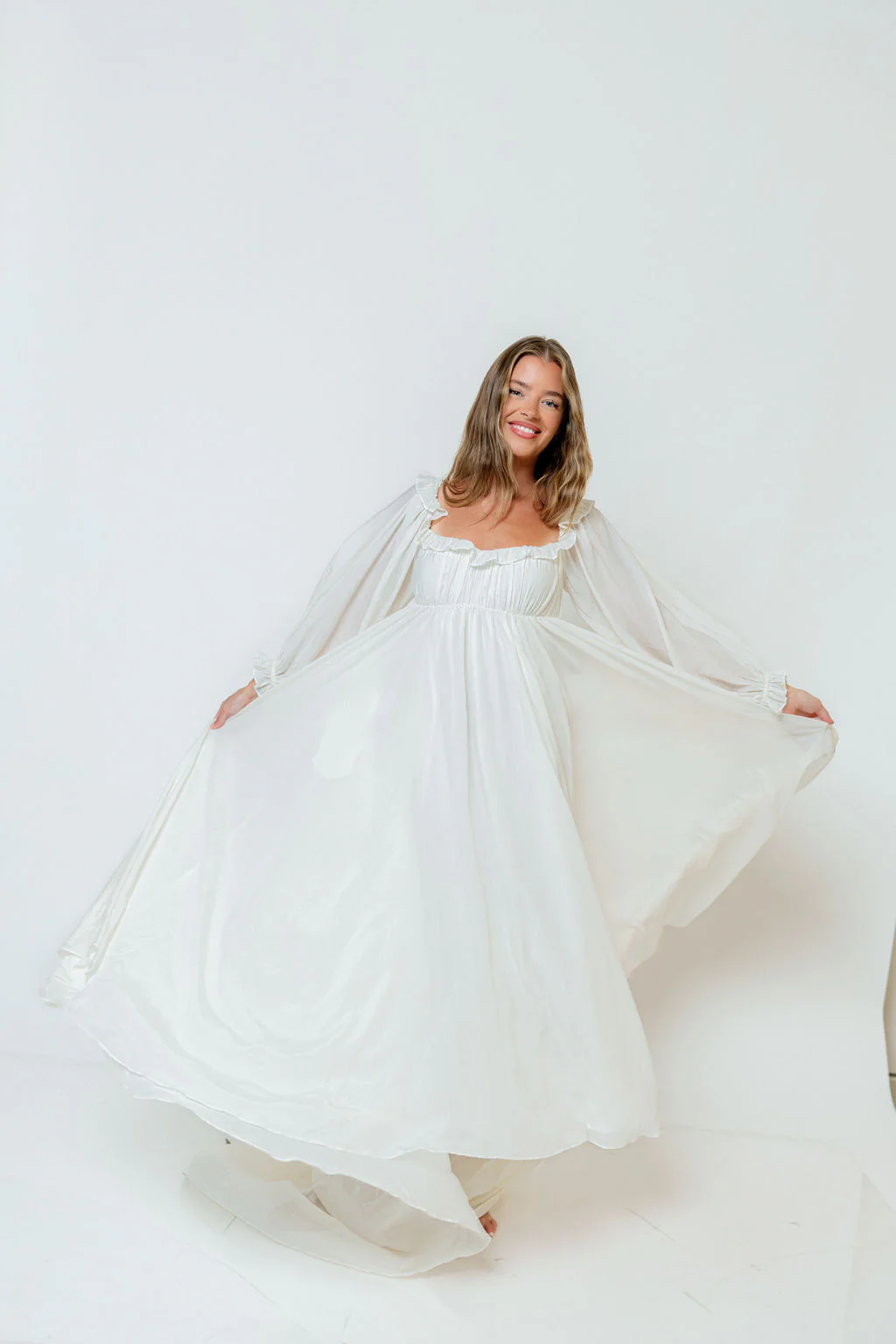 Elowen Maxi Dress in Off-White - Bump Friendly - Image 7