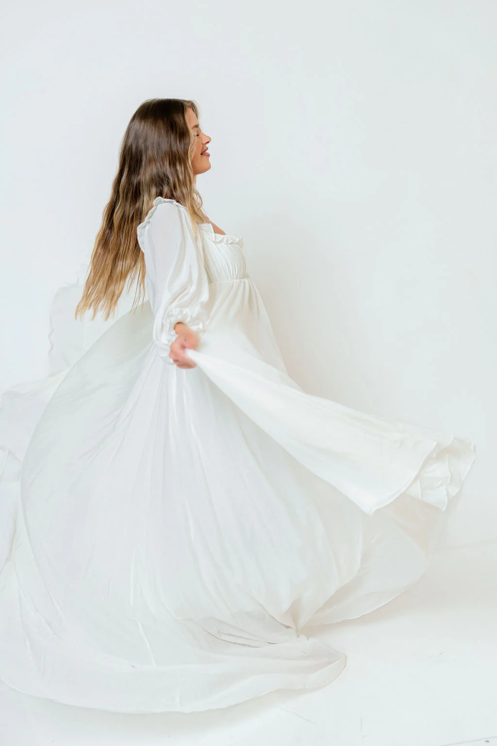Elowen Maxi Dress in Off-White - Bump Friendly - Image 8