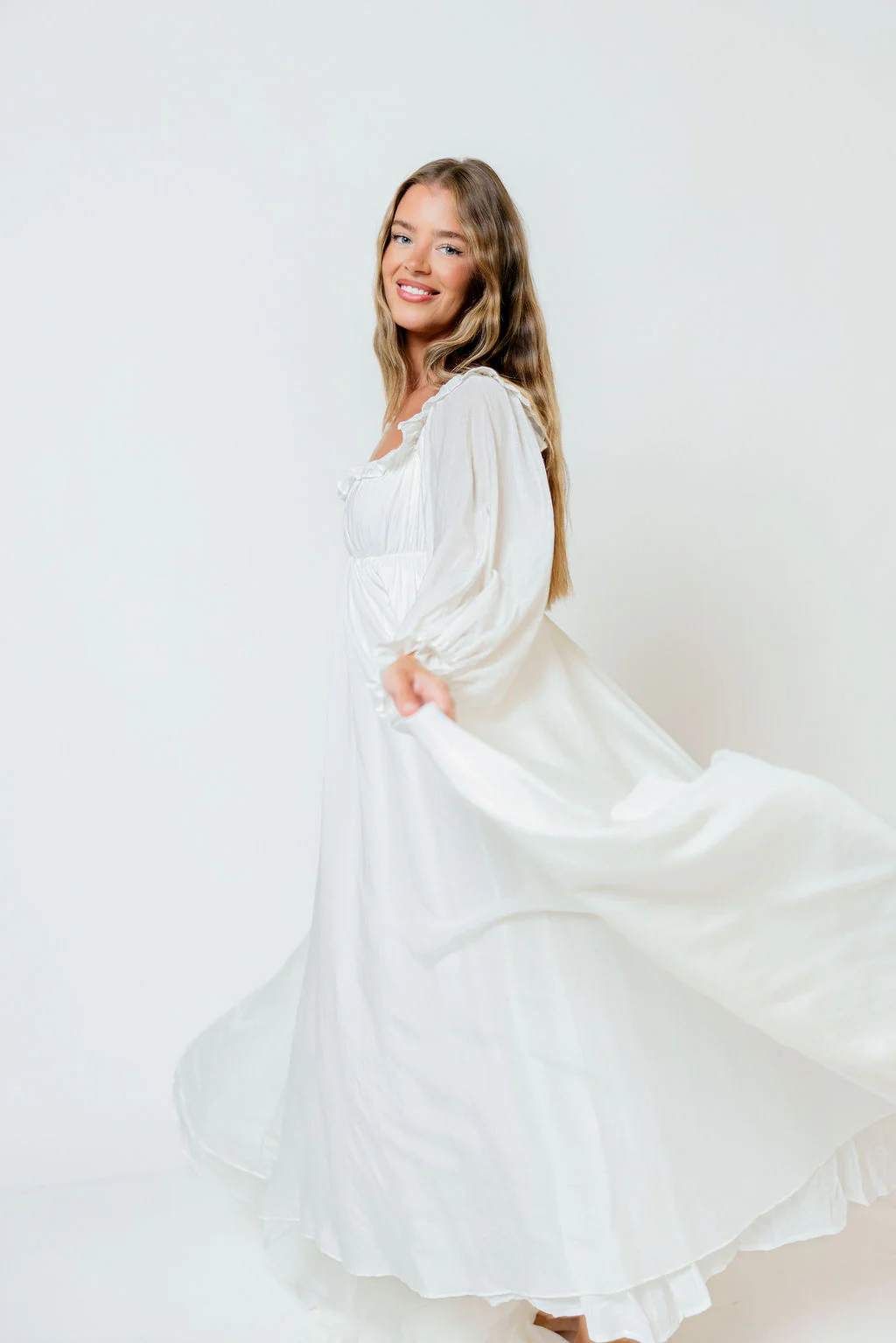 Elowen Maxi Dress in Off-White - Bump Friendly - Image 9
