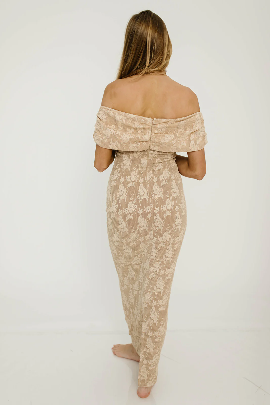 Emery Lace Maxi Dress in Nude - Image 13