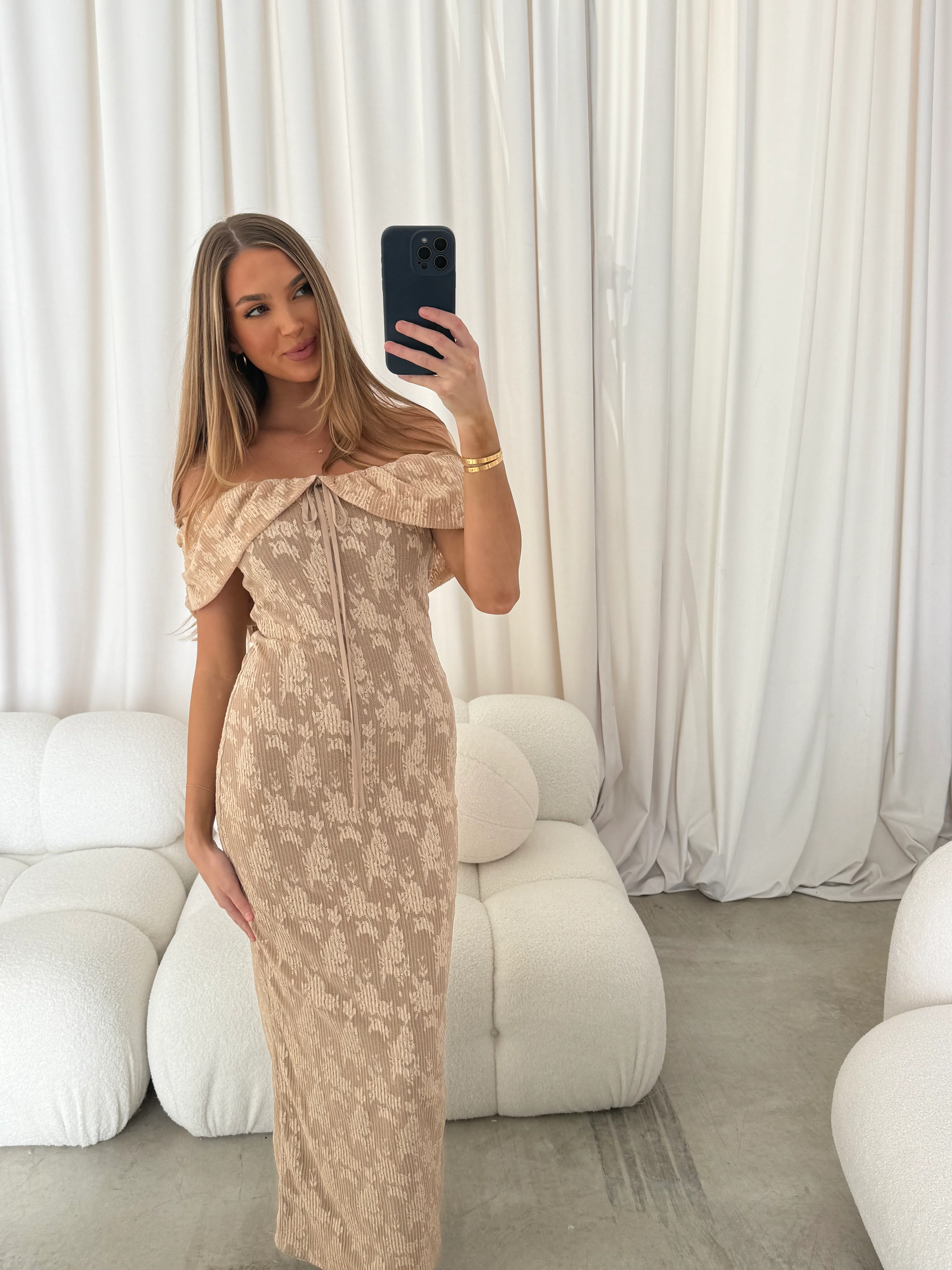 Emery Lace Maxi Dress in Nude - Image 14