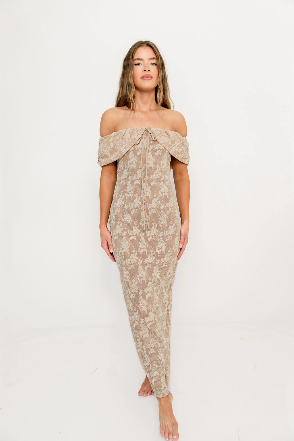 Emery Lace Maxi Dress in Nude - Image 5