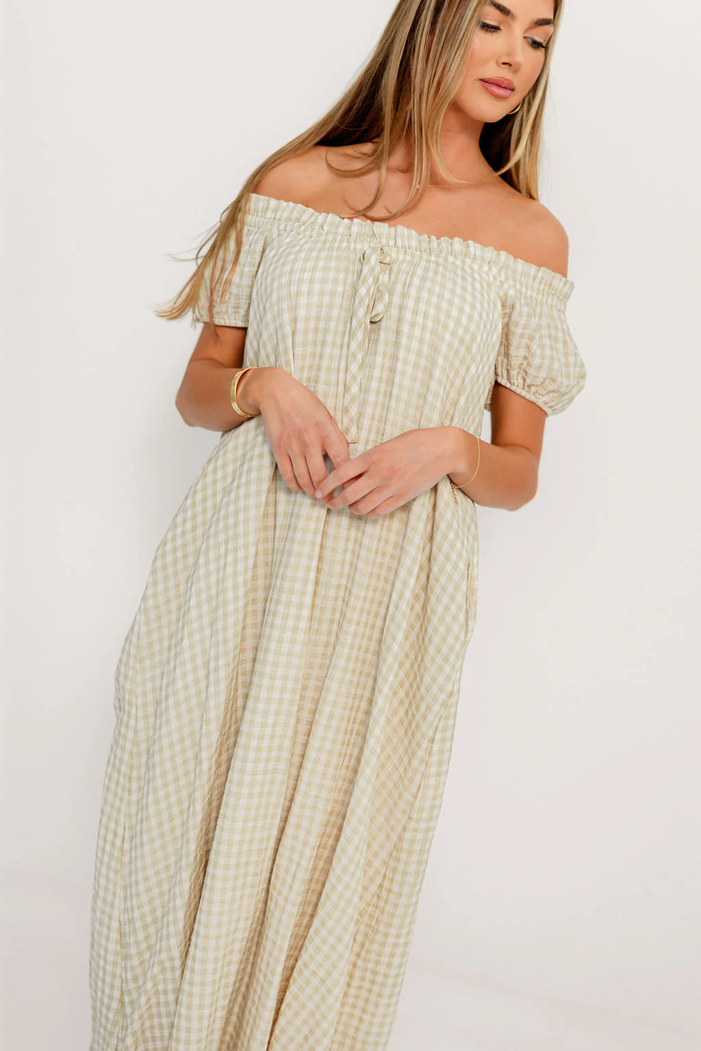 Ensley 100% Cotton Maxi Dress in Green Haze Plaid - Bump Friendly - Image 7