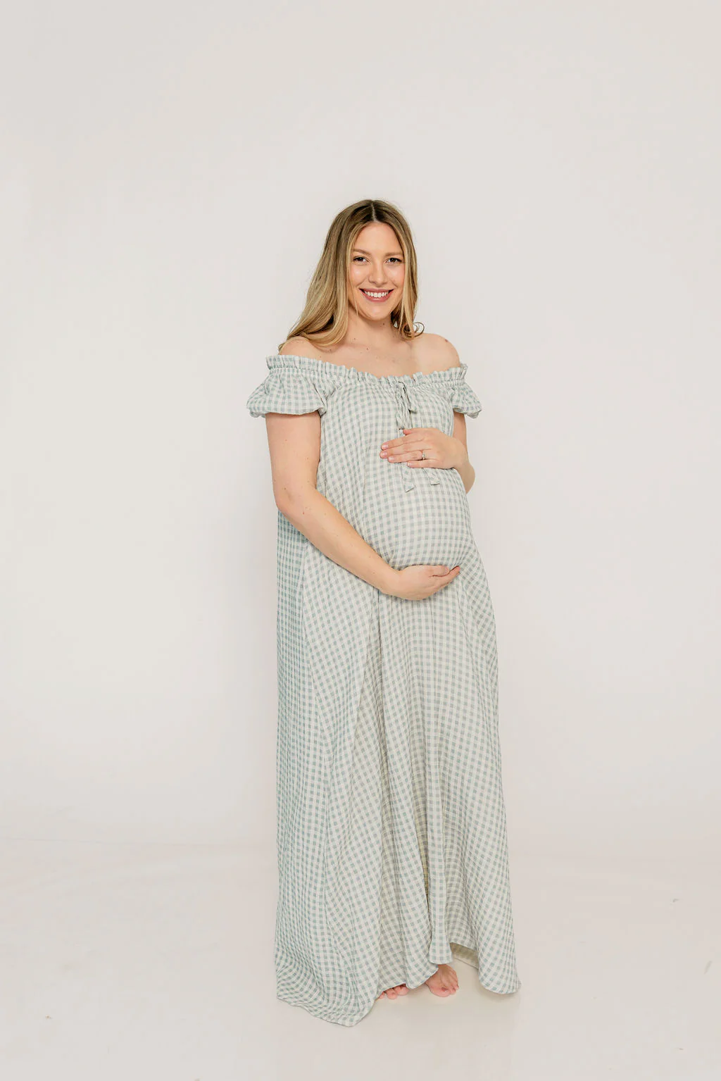 Ensley 100% Cotton Maxi Dress in Light Indigo Plaid - Bump Friendly - Image 20