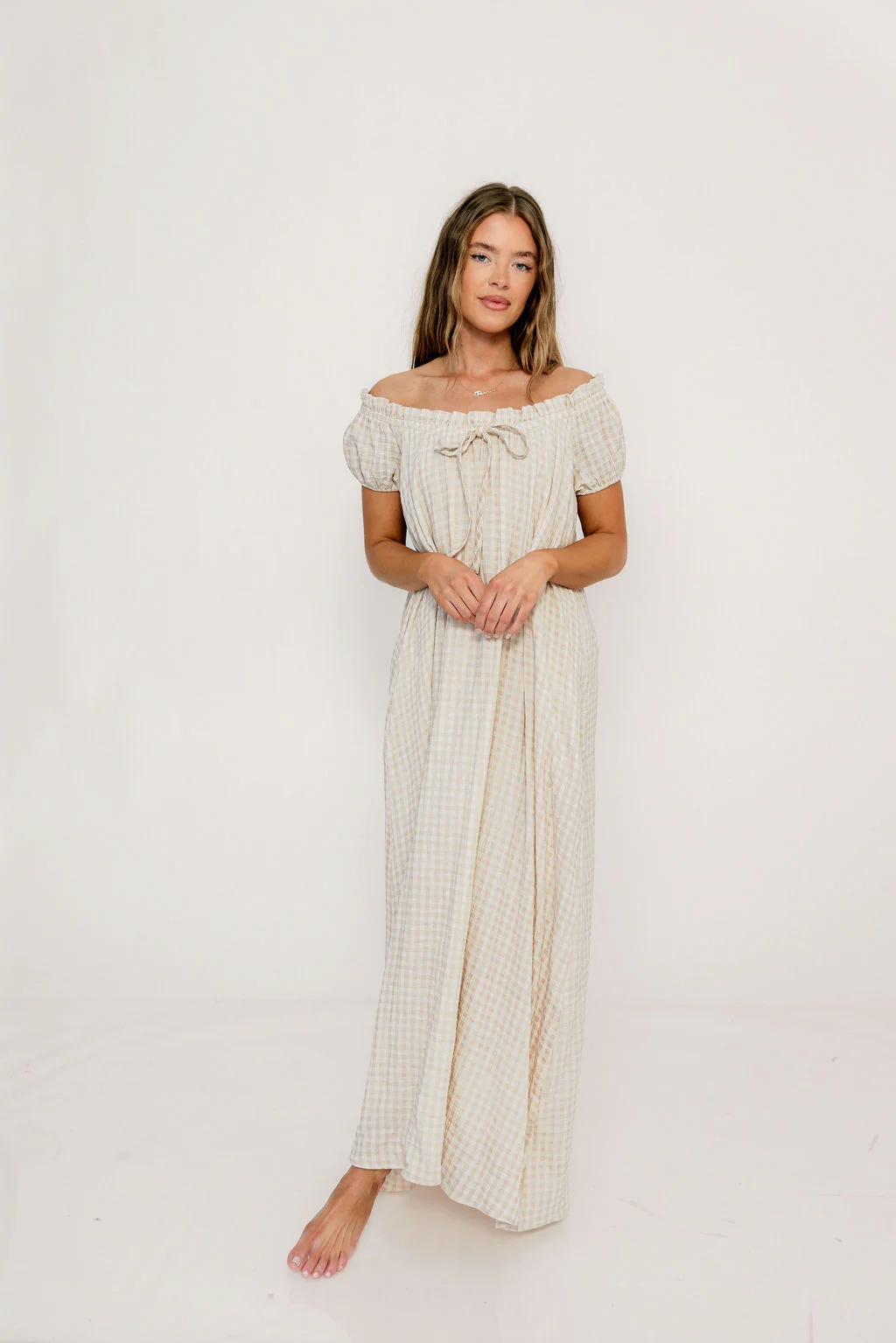 Ensley 100% Cotton Maxi Dress in Rose Plaid - Bump Friendly - Image 3