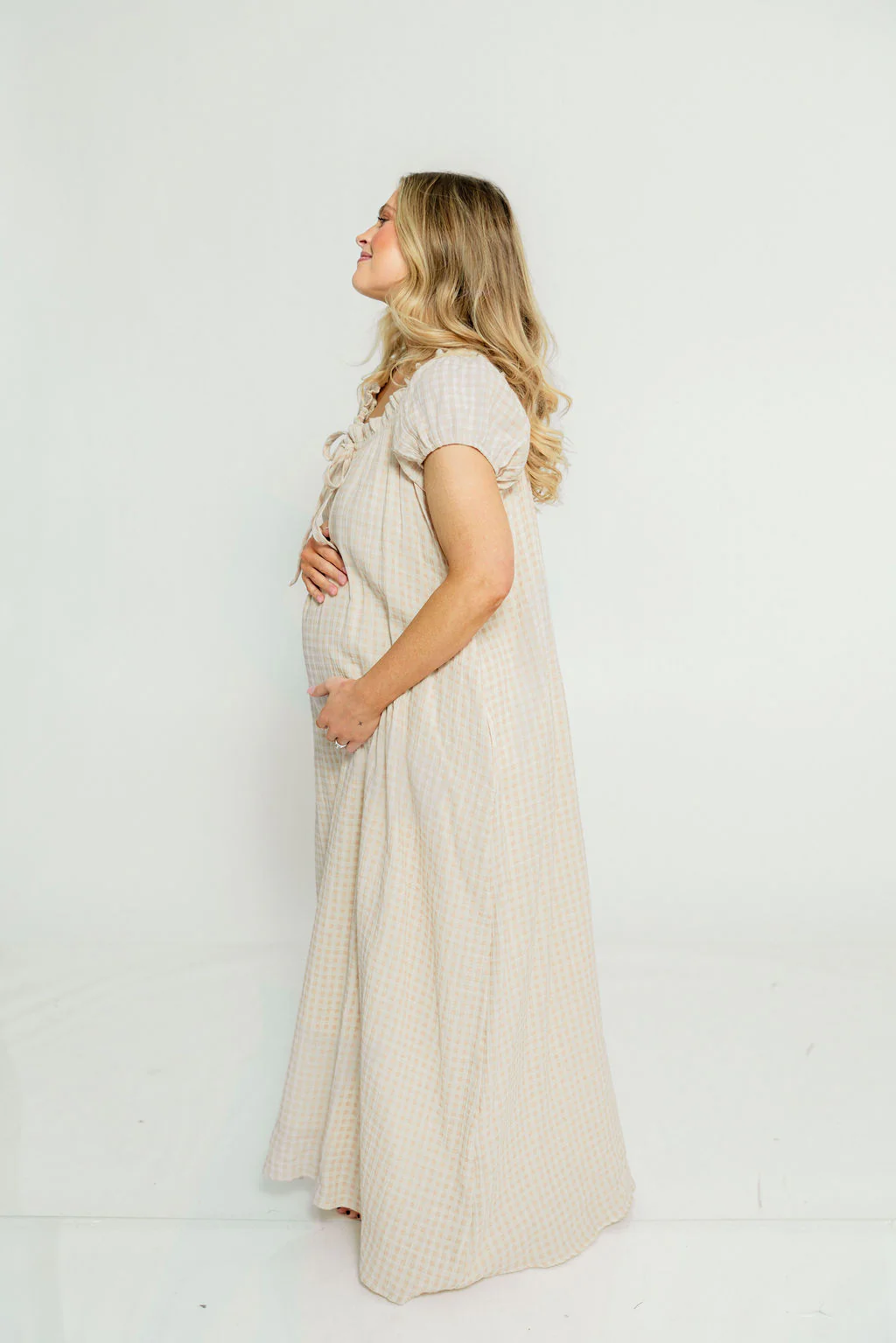 Ensley 100% Cotton Maxi Dress in Rose Plaid - Bump Friendly - Image 7