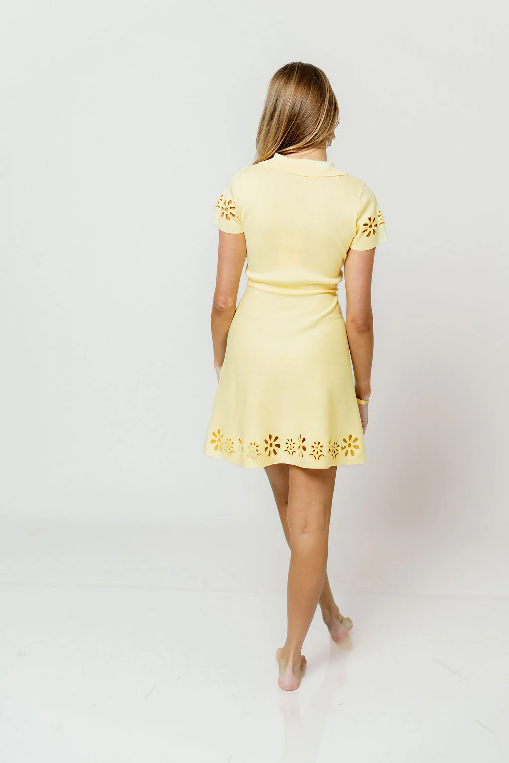 Faith Collared Knit Mini Dress in Yellow - Image 7