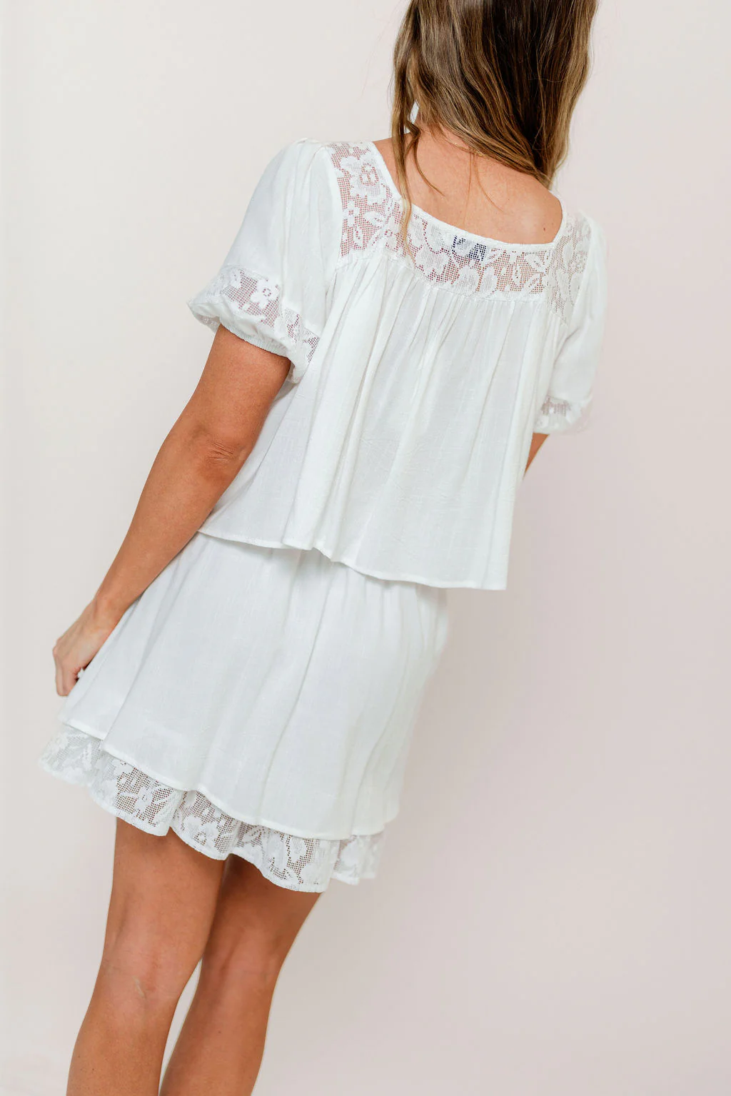 Fields Layered Lace Mini Skirt in Ivory - Image 9
