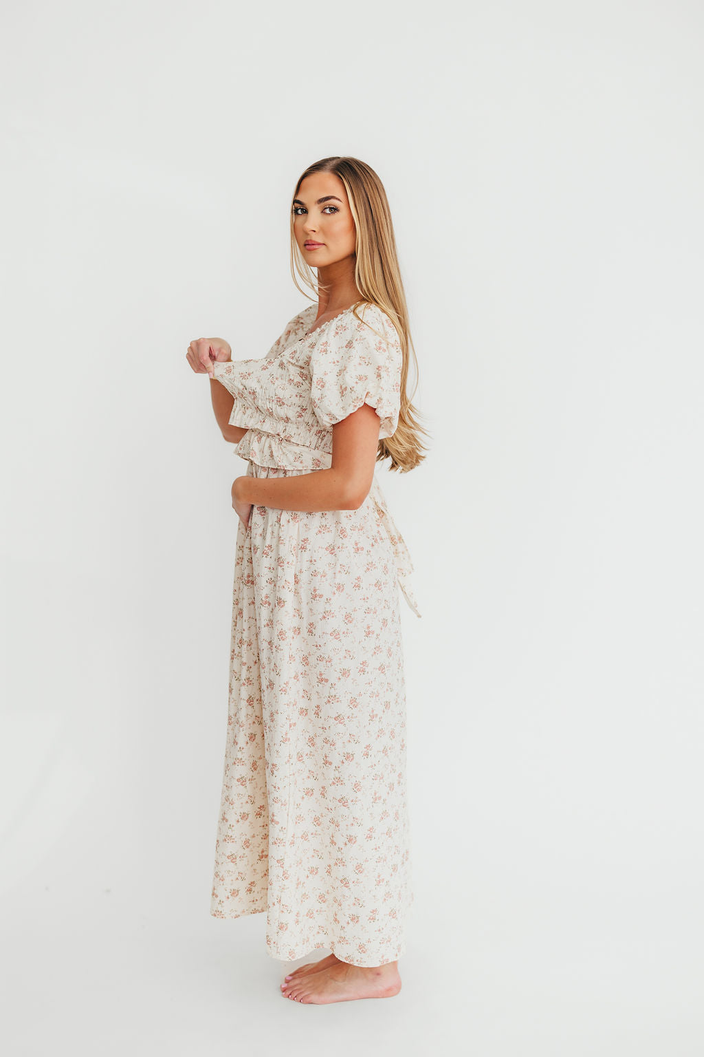 Finley 100% Cotton Peplum Midi Dress in Petal Pink - Bump & Nursing Friendly - Image 11
