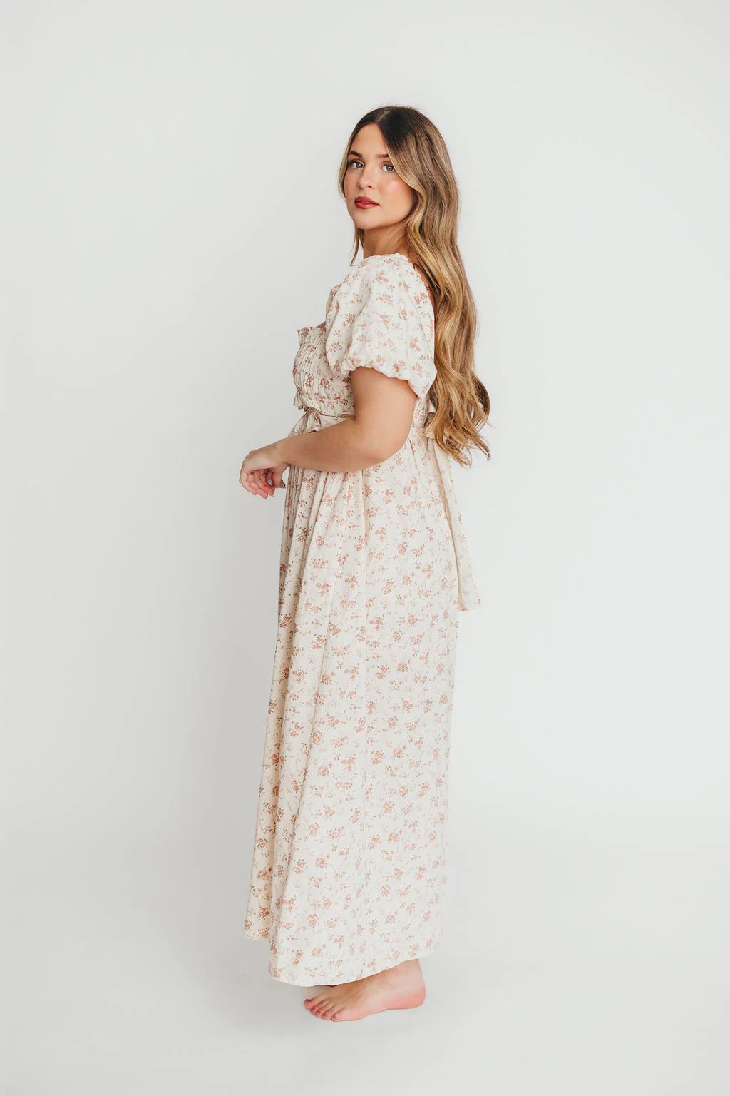 Finley 100% Cotton Peplum Midi Dress in Petal Pink - Bump & Nursing Friendly - Image 13