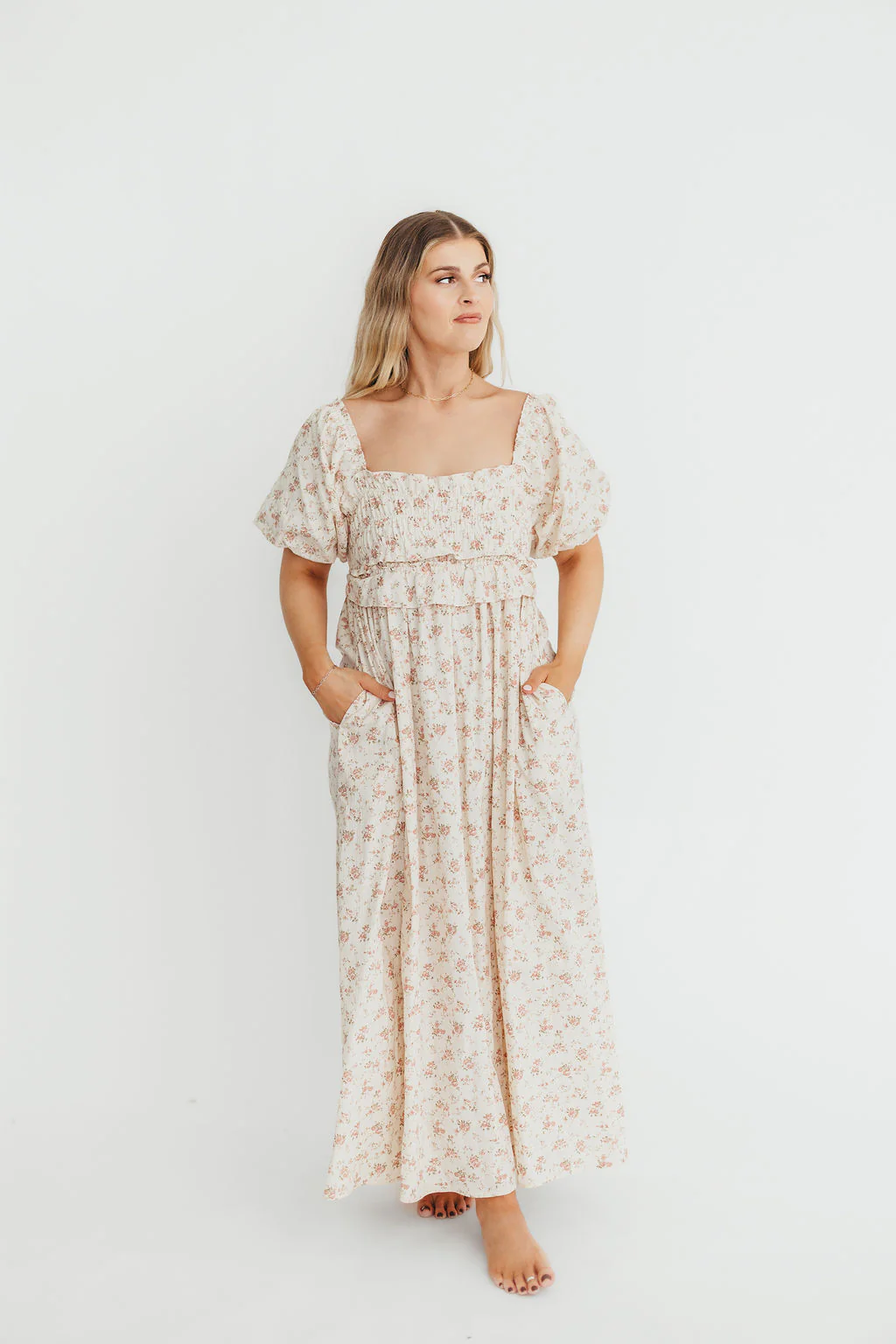 Finley 100% Cotton Peplum Midi Dress in Petal Pink - Bump & Nursing Friendly - Image 17