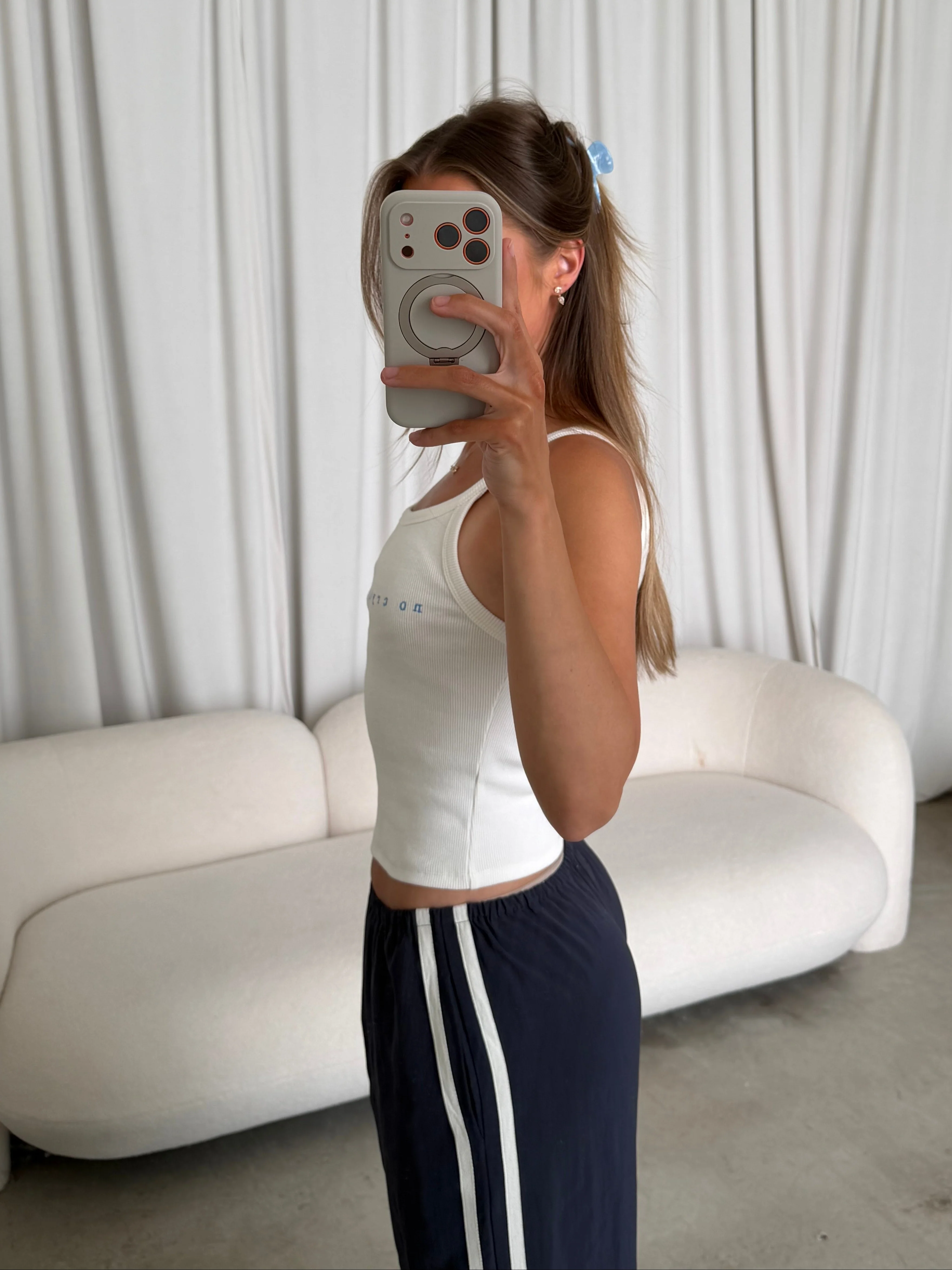 Finn "No Crying On The Yacht" Embroidered Tank Top in Off White - Image 8