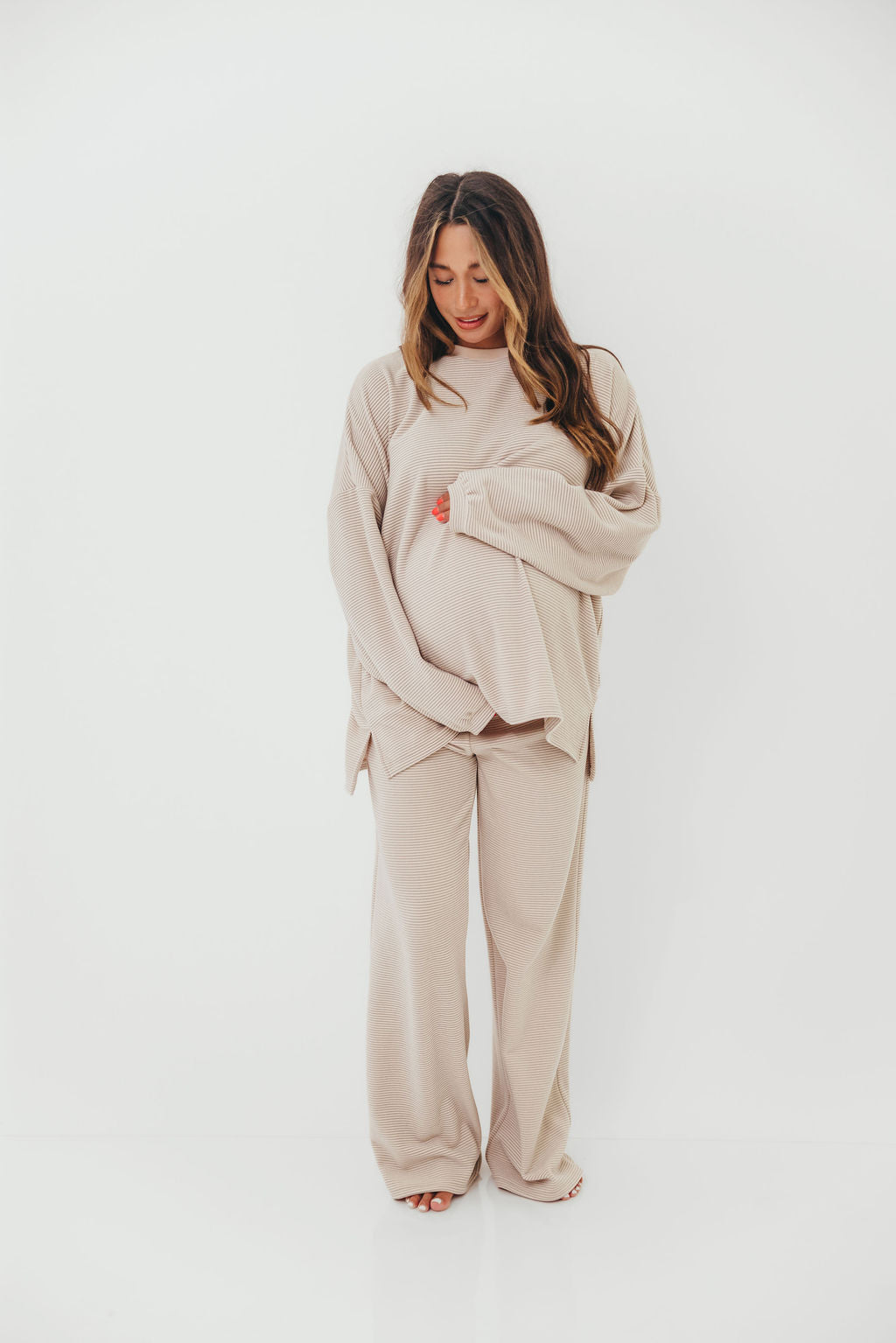 Campbell Striped Fleece Lounge Pants in Cream/Grey *Worth Exclusive Print* - Image 17