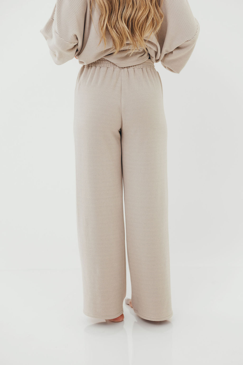 Campbell Striped Fleece Lounge Pants in Cream/Grey *Worth Exclusive Print* - Image 3