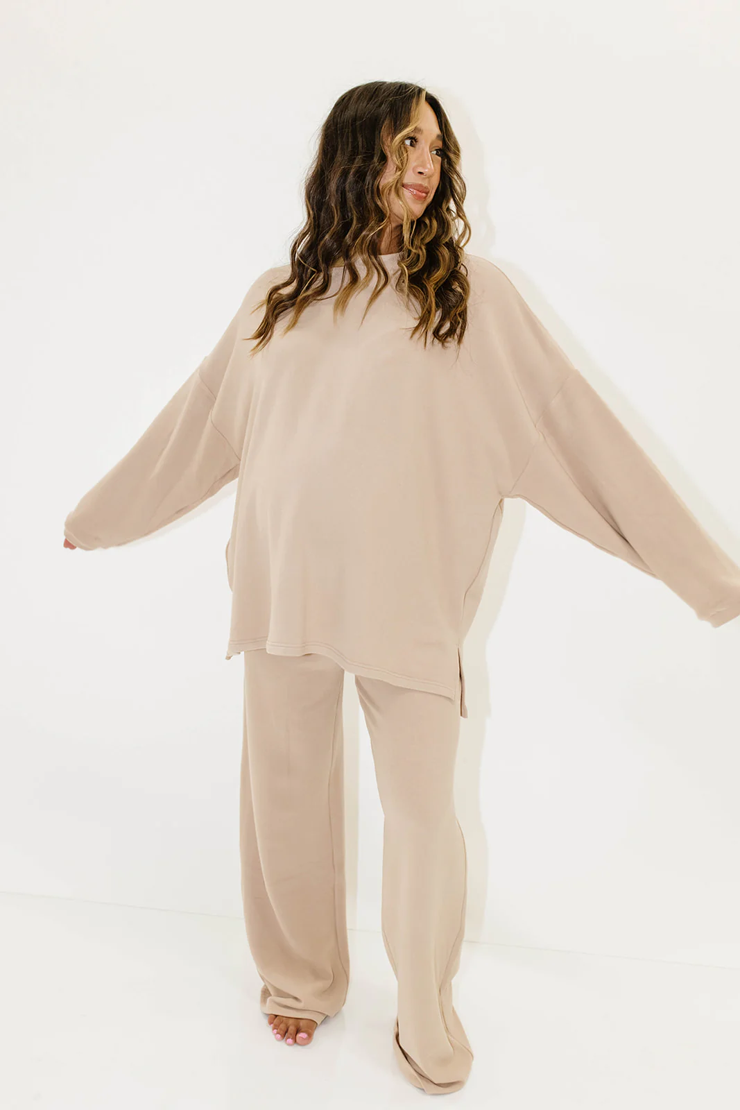 Campbell Fleece Lounge Pants in Dusty Blush - Image 6