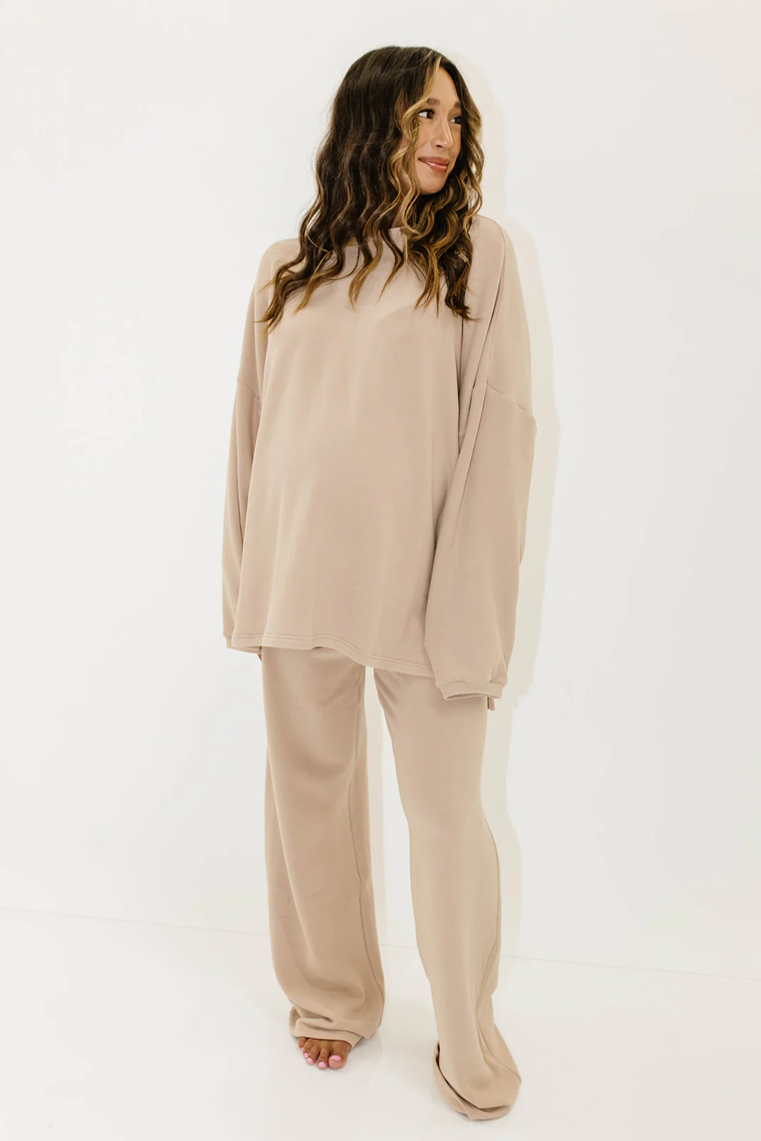Campbell Fleece Lounge Pants in Dusty Blush - Image 7