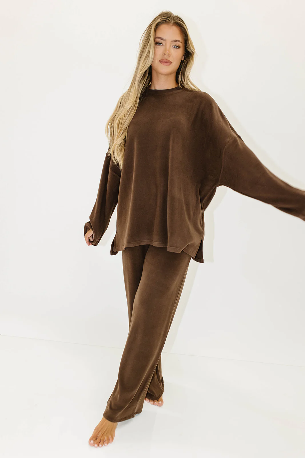 Campbell Fleece Lounge Pants in Chestnut - Image 3