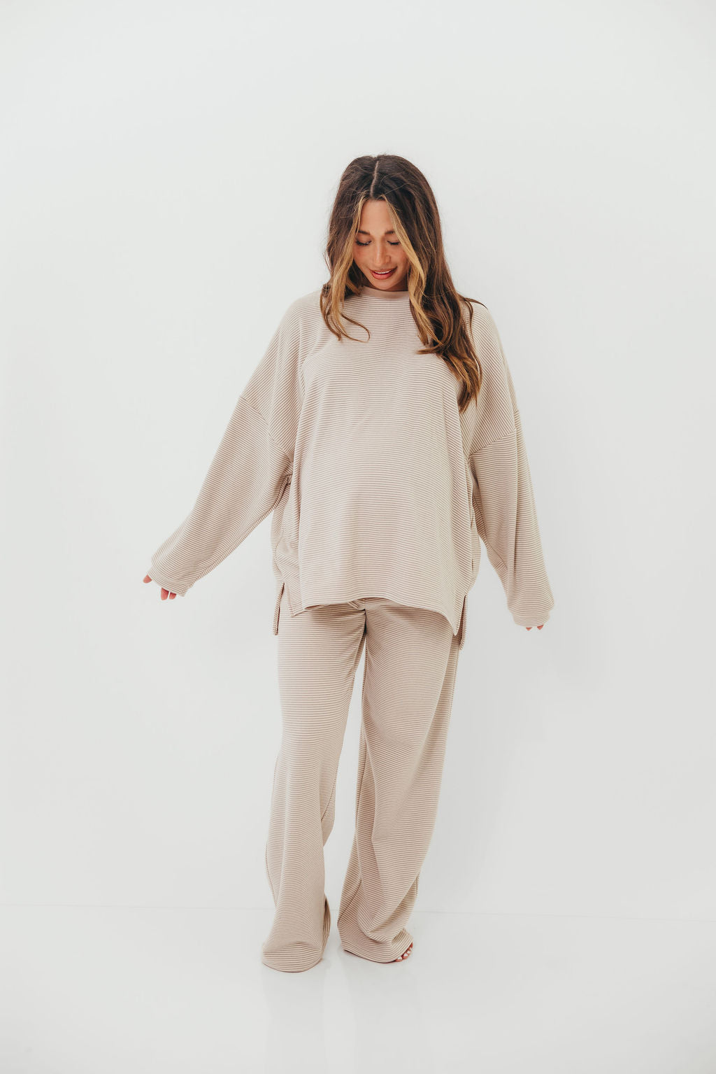 Naomi Striped Oversized Fleece Top in Cream/Grey *Worth Exclusive Print* - Image 18