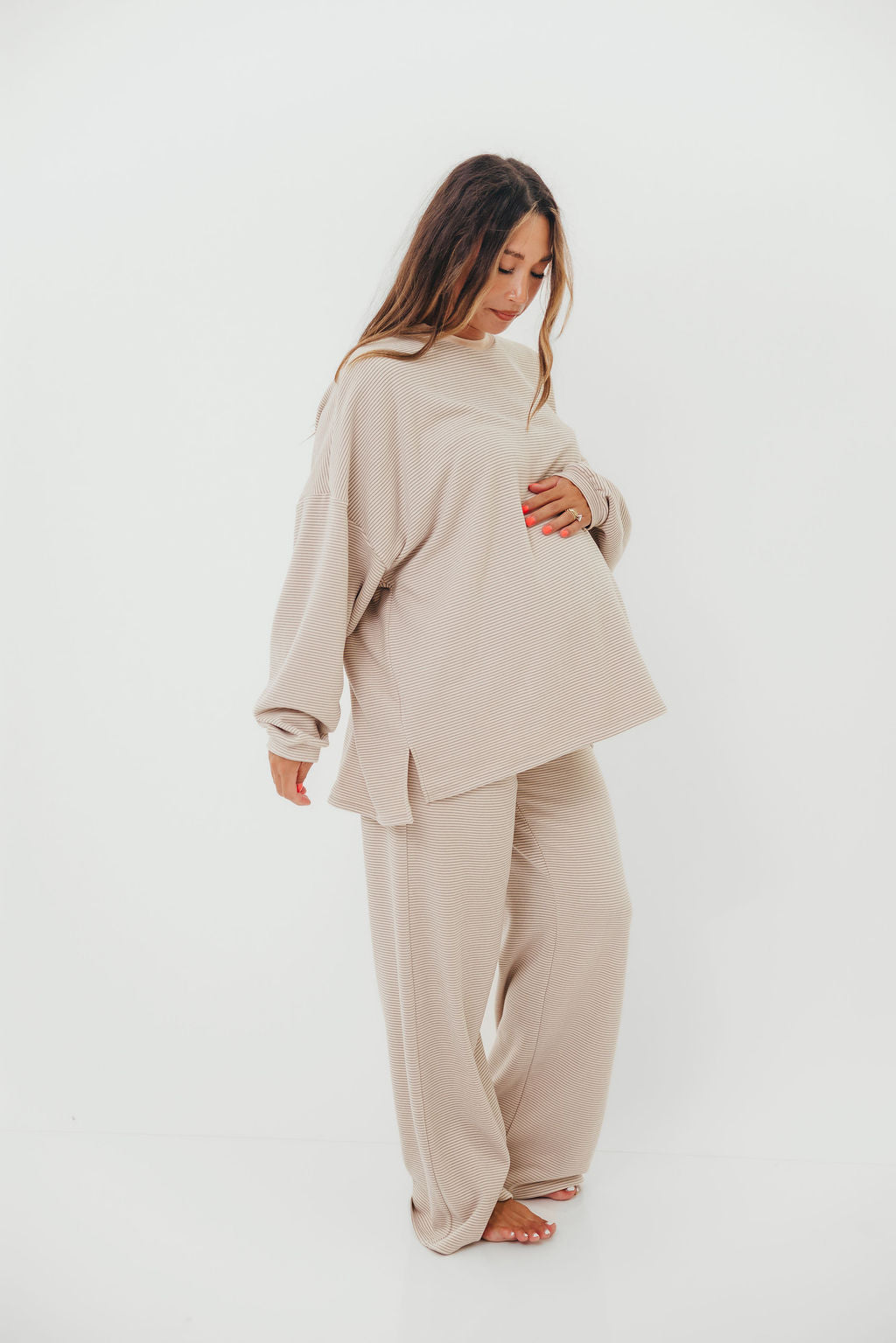 Naomi Striped Oversized Fleece Top in Cream/Grey *Worth Exclusive Print* - Image 19