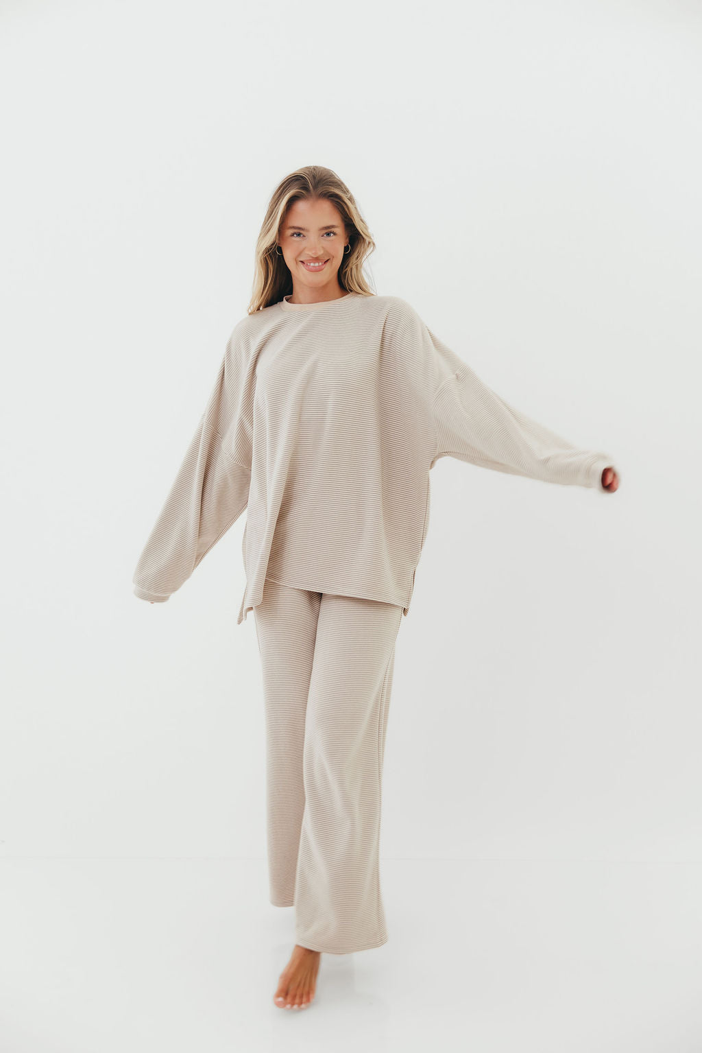 Naomi Striped Oversized Fleece Top in Cream/Grey *Worth Exclusive Print* - Image 24