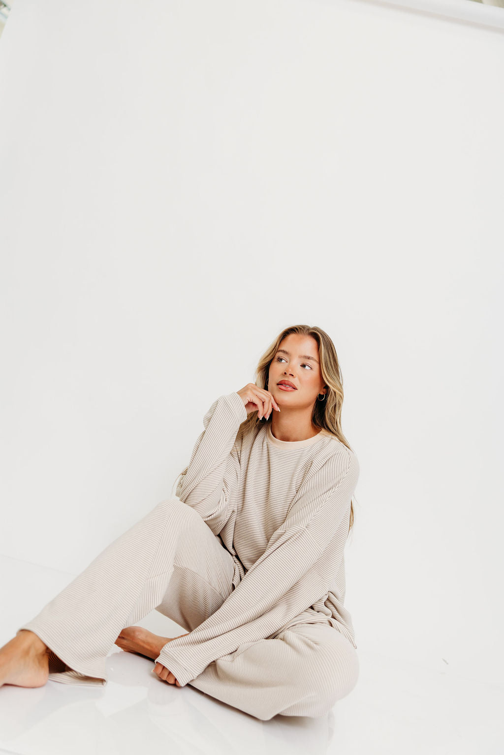 Naomi Striped Oversized Fleece Top in Cream/Grey *Worth Exclusive Print* - Image 5
