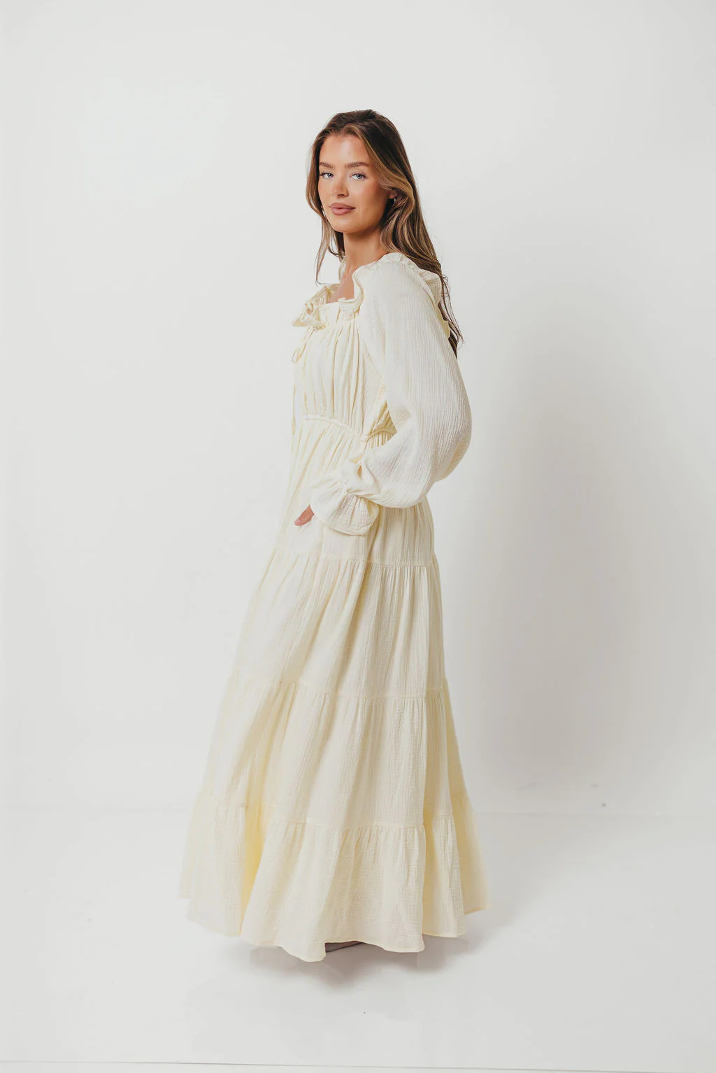 Golden Hour 100% Cotton Maxi Dress in Cream - Bump Friendly - Image 11