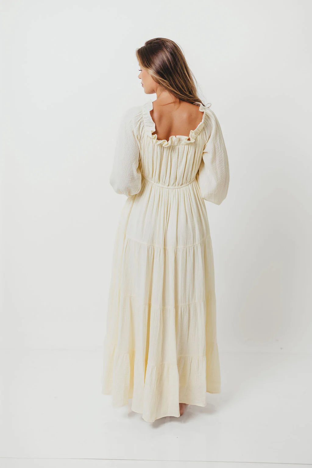 Golden Hour 100% Cotton Maxi Dress in Cream - Bump Friendly - Image 12