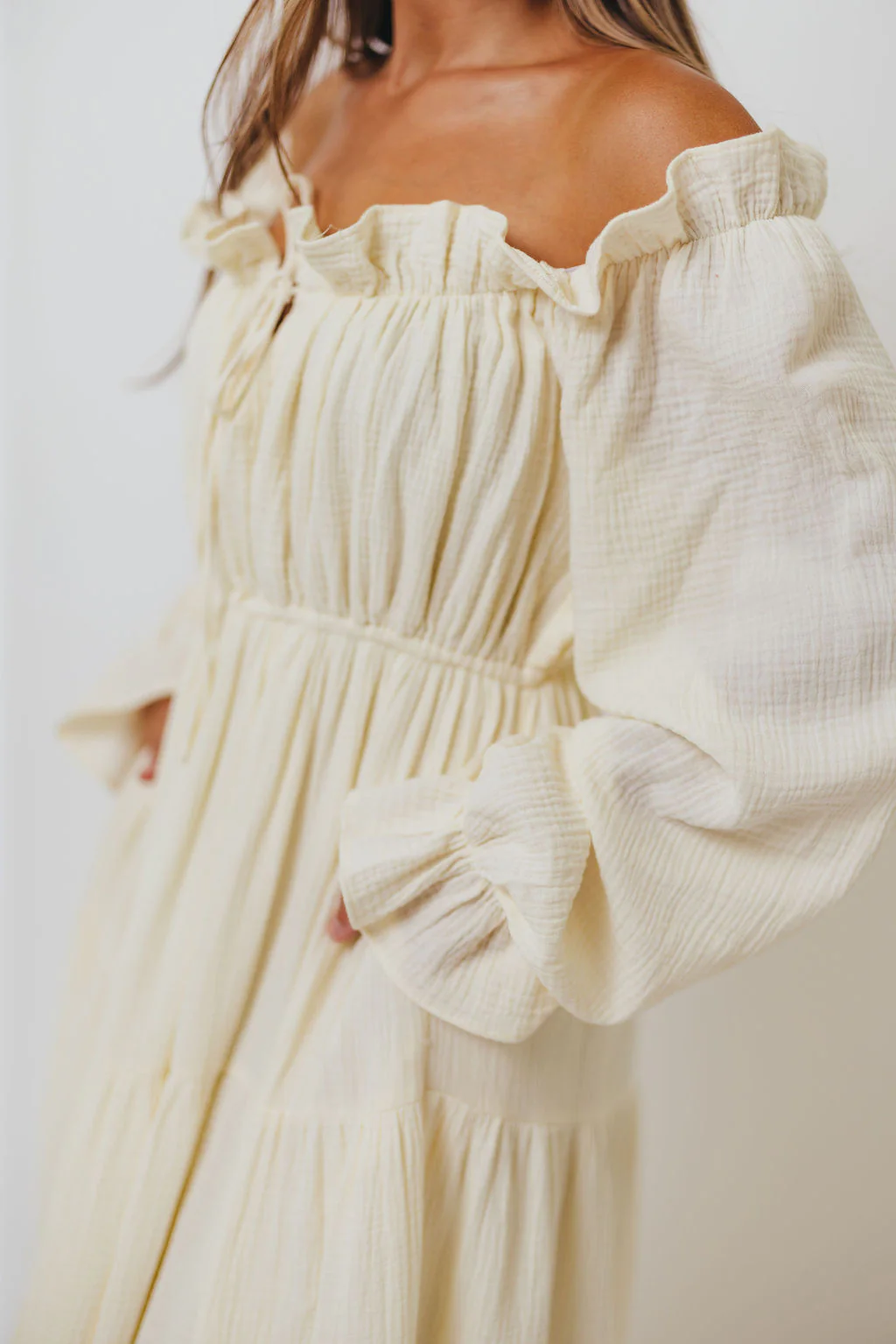 Golden Hour 100% Cotton Maxi Dress in Cream - Bump Friendly - Image 13