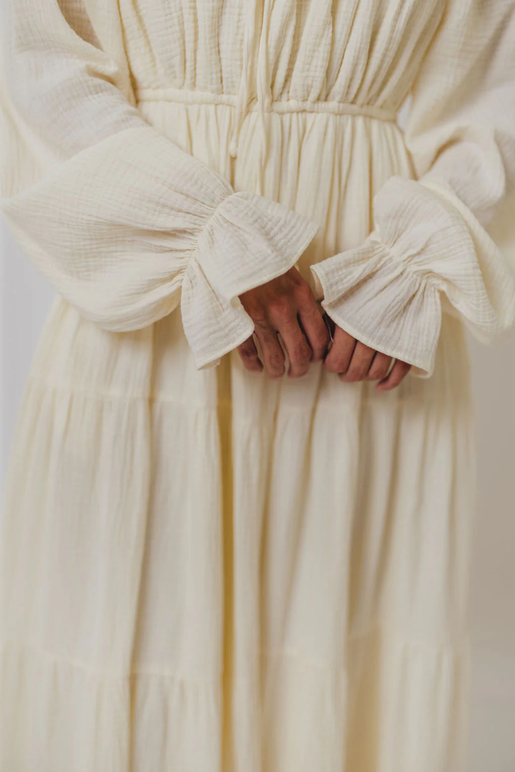 Golden Hour 100% Cotton Maxi Dress in Cream - Bump Friendly - Image 14