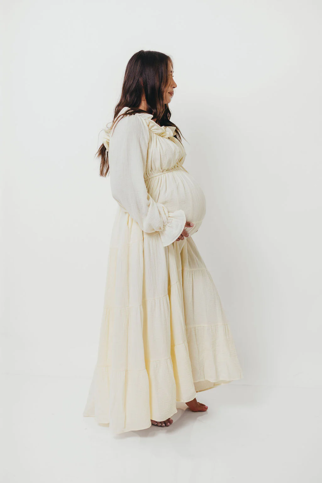 Golden Hour 100% Cotton Maxi Dress in Cream - Bump Friendly - Image 16