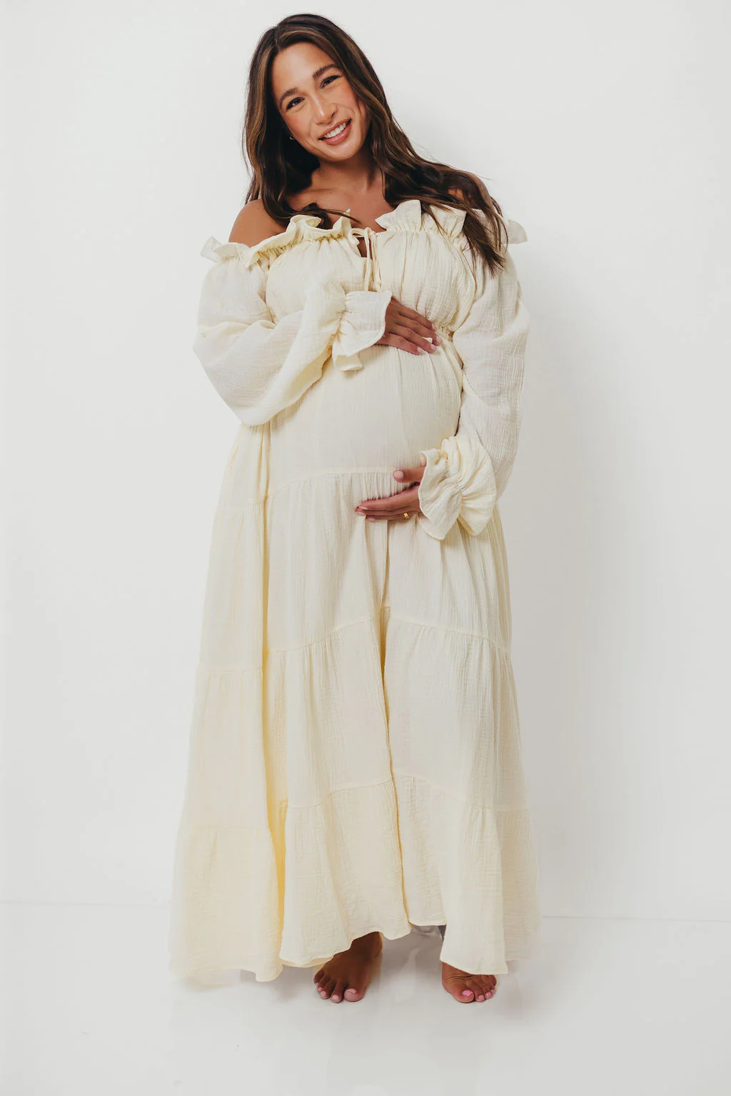 Golden Hour 100% Cotton Maxi Dress in Cream - Bump Friendly - Image 18
