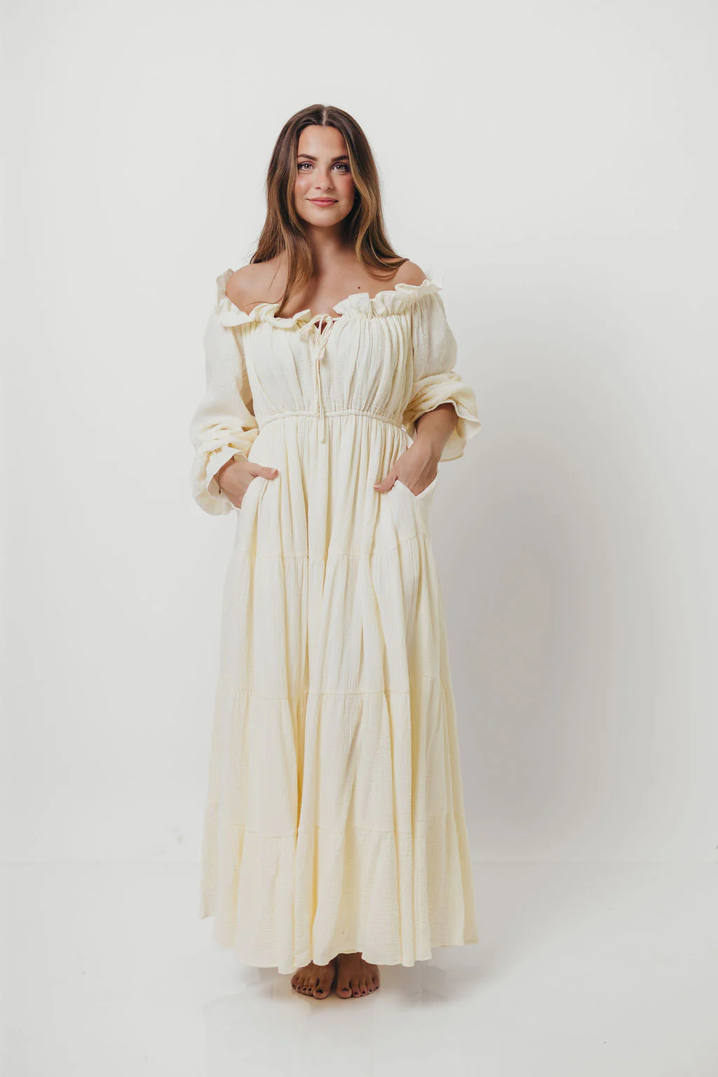 Golden Hour 100% Cotton Maxi Dress in Cream - Bump Friendly - Image 21
