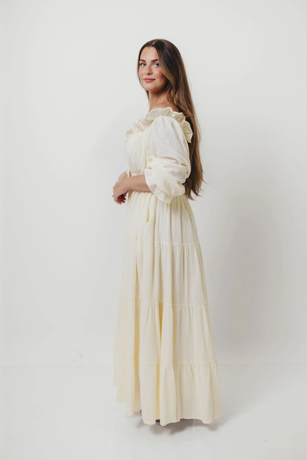 Golden Hour 100% Cotton Maxi Dress in Cream - Bump Friendly - Image 22