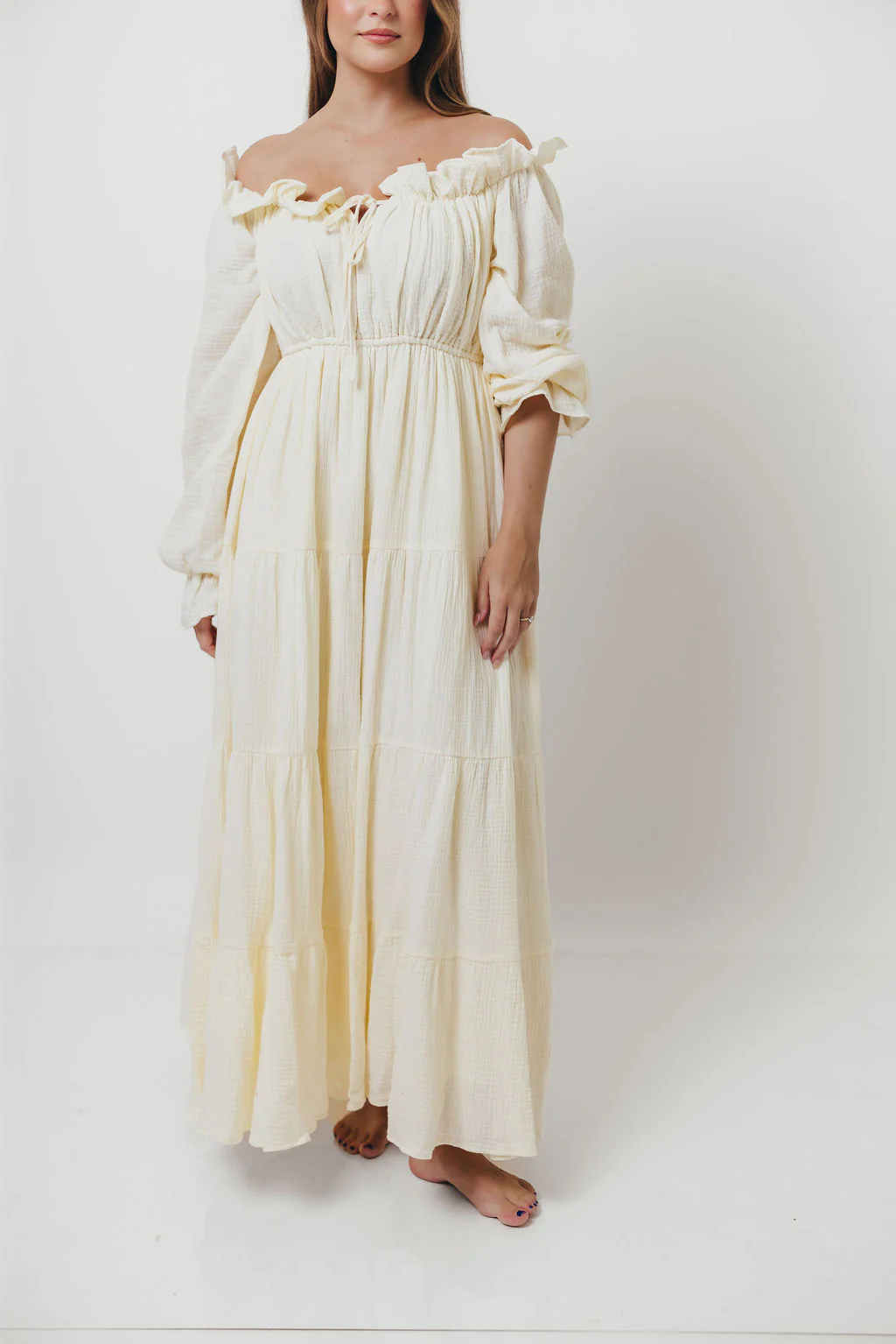 Golden Hour 100% Cotton Maxi Dress in Cream - Bump Friendly - Image 24