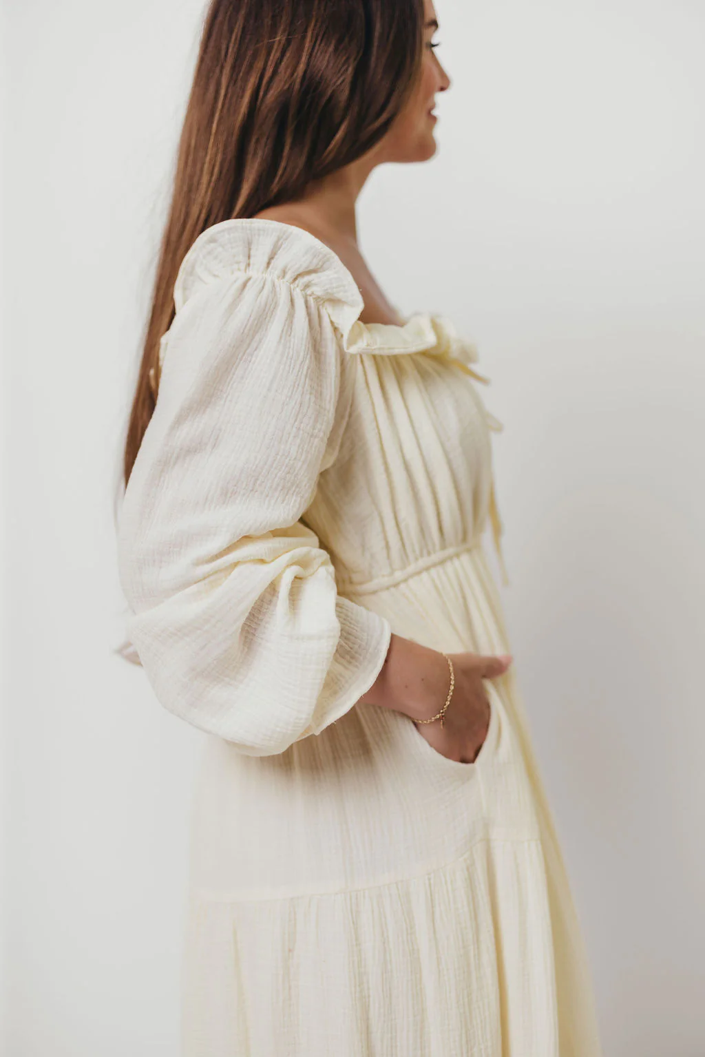 Golden Hour 100% Cotton Maxi Dress in Cream - Bump Friendly - Image 25