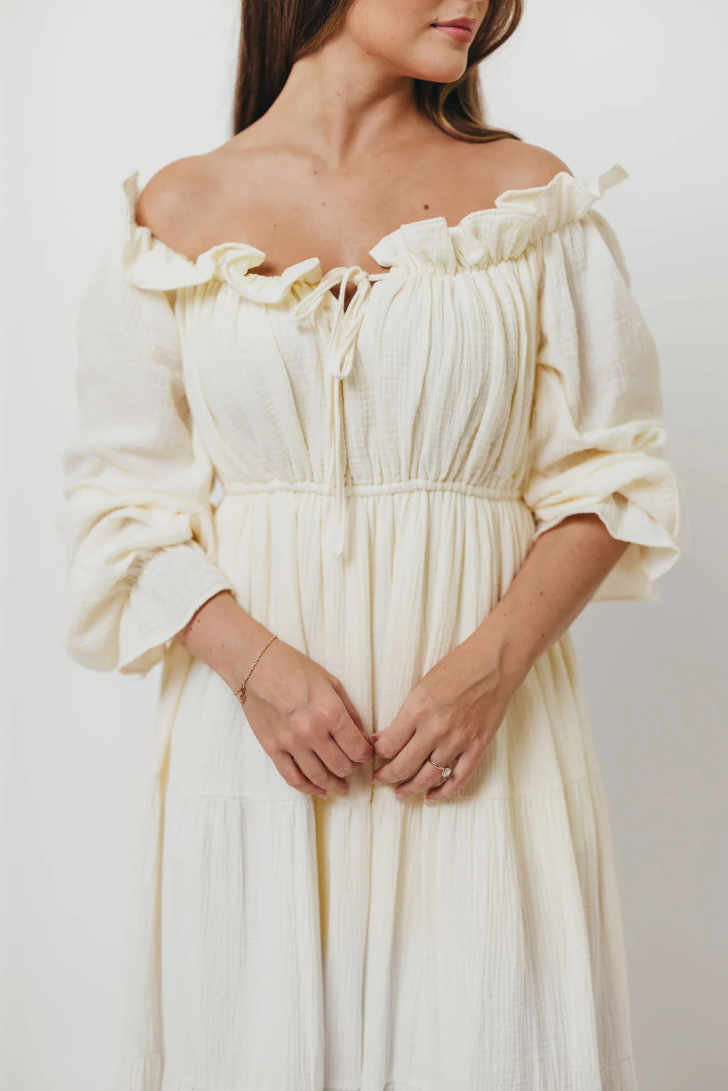 Golden Hour 100% Cotton Maxi Dress in Cream - Bump Friendly - Image 7