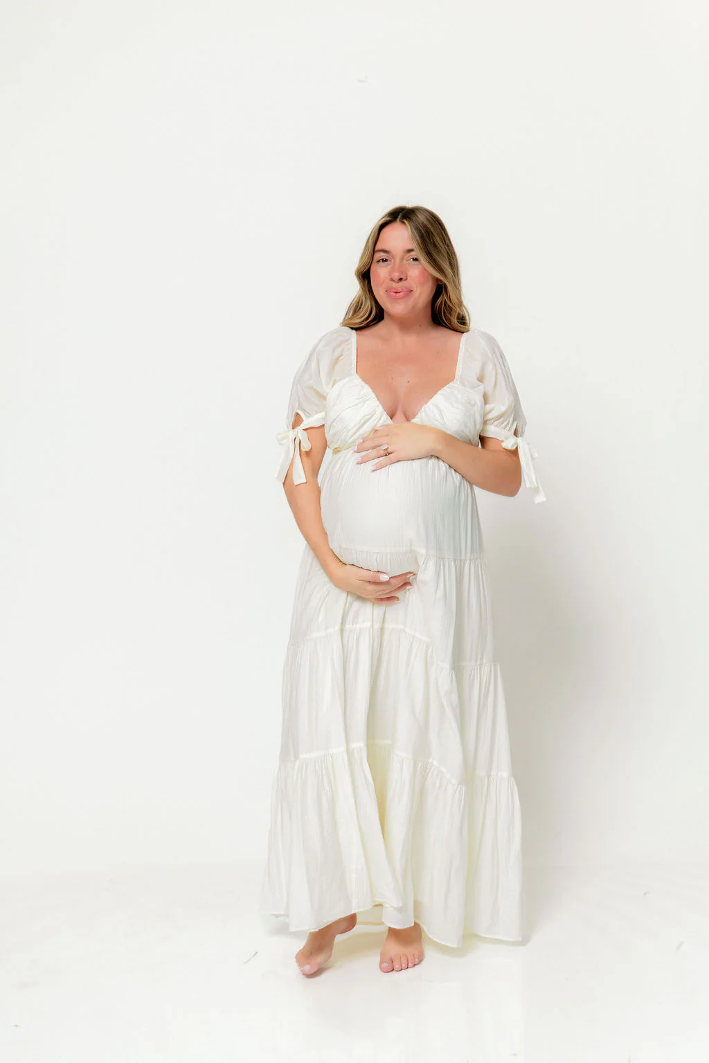 Grayson Maxi Dress in Cream - Bump Friendly & Inclusive Sizing - Image 3