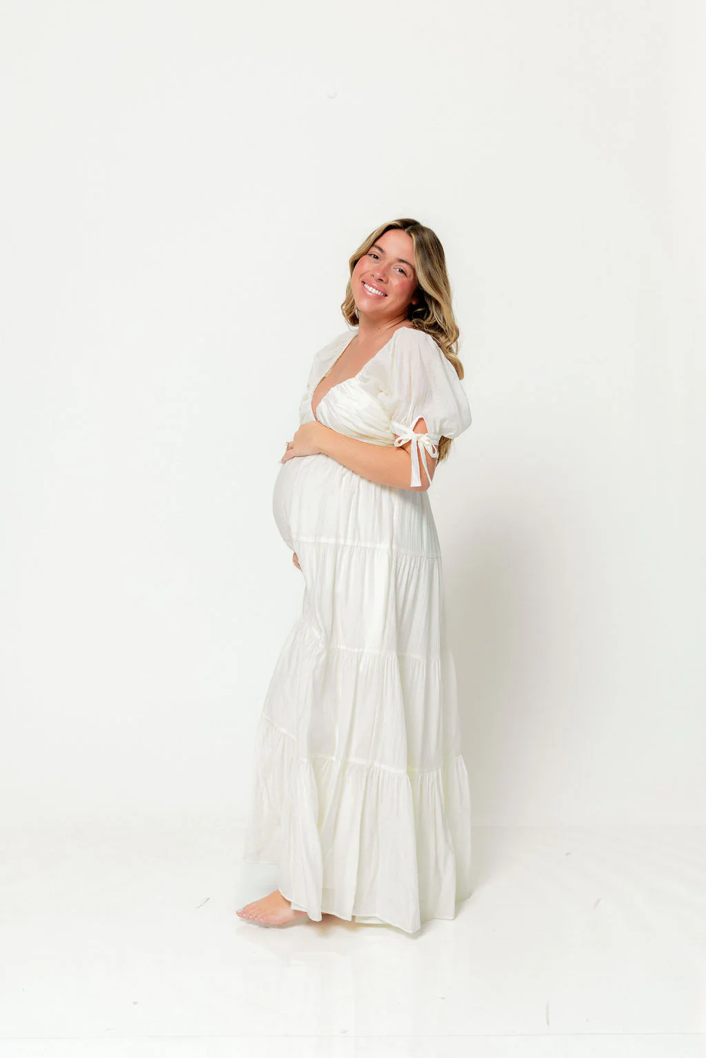 Grayson Maxi Dress in Cream - Bump Friendly & Inclusive Sizing - Image 6