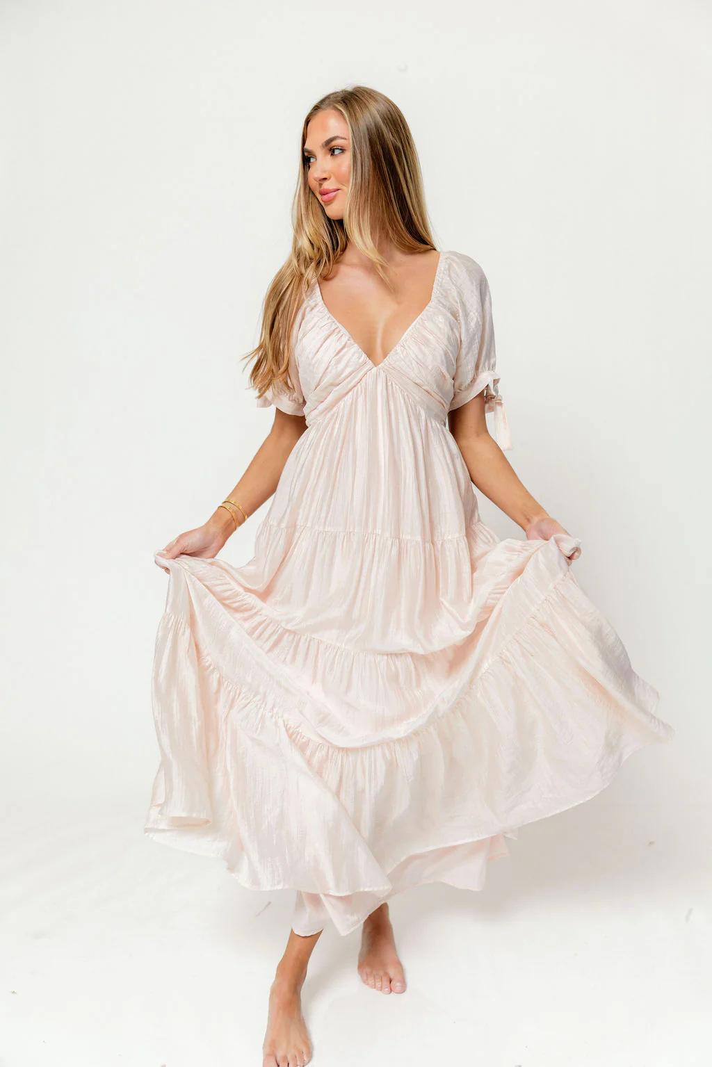 Grayson Maxi Dress in Peach - Bump Friendly & Inclusive Sizing - Image 5