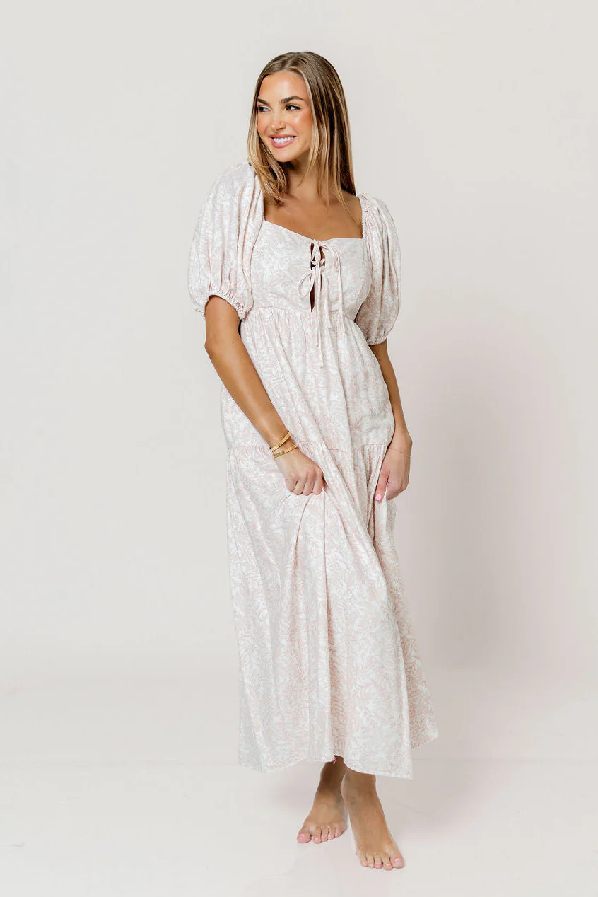 Gwen Toile Print Midi Dress in Antique Rose - Image 2