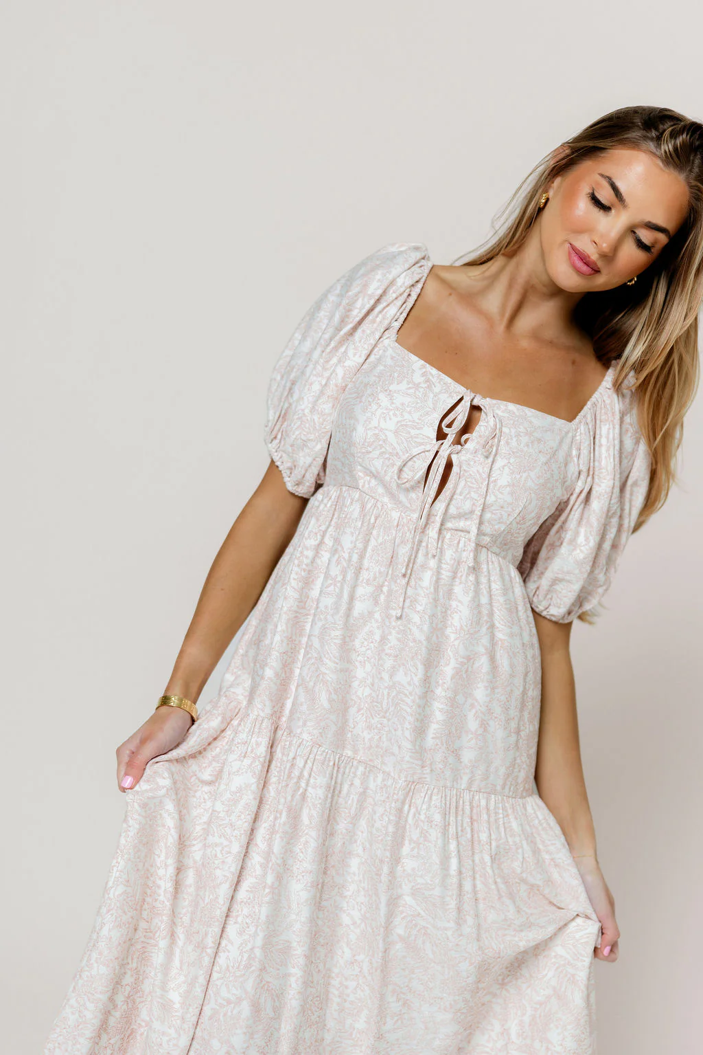 Gwen Toile Print Midi Dress in Antique Rose - Image 6