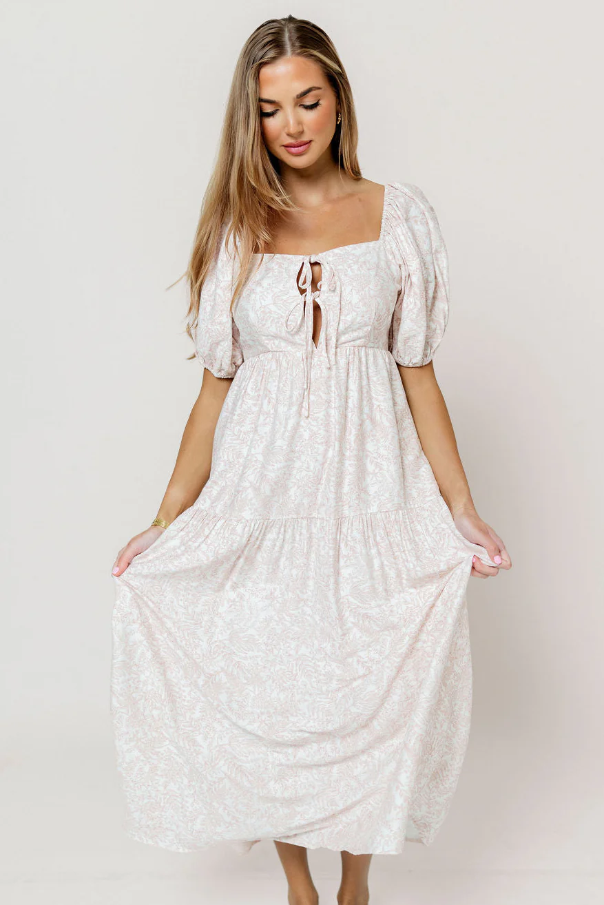 Gwen Toile Print Midi Dress in Antique Rose - Image 8
