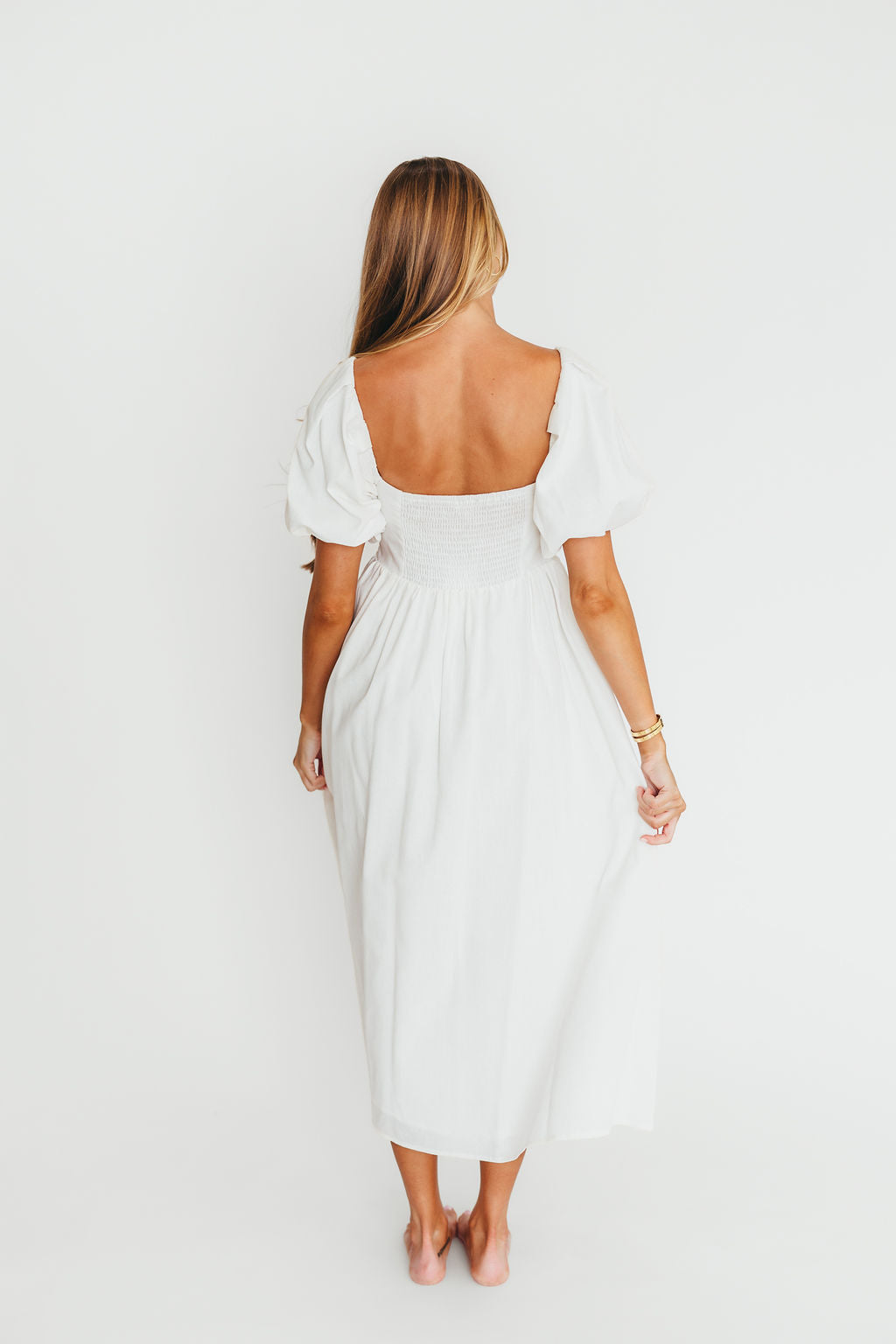 Hamilton Midi Dress in Off-White - Bump Friendly and Inclusive Sizing (S-2XL) - Image 6