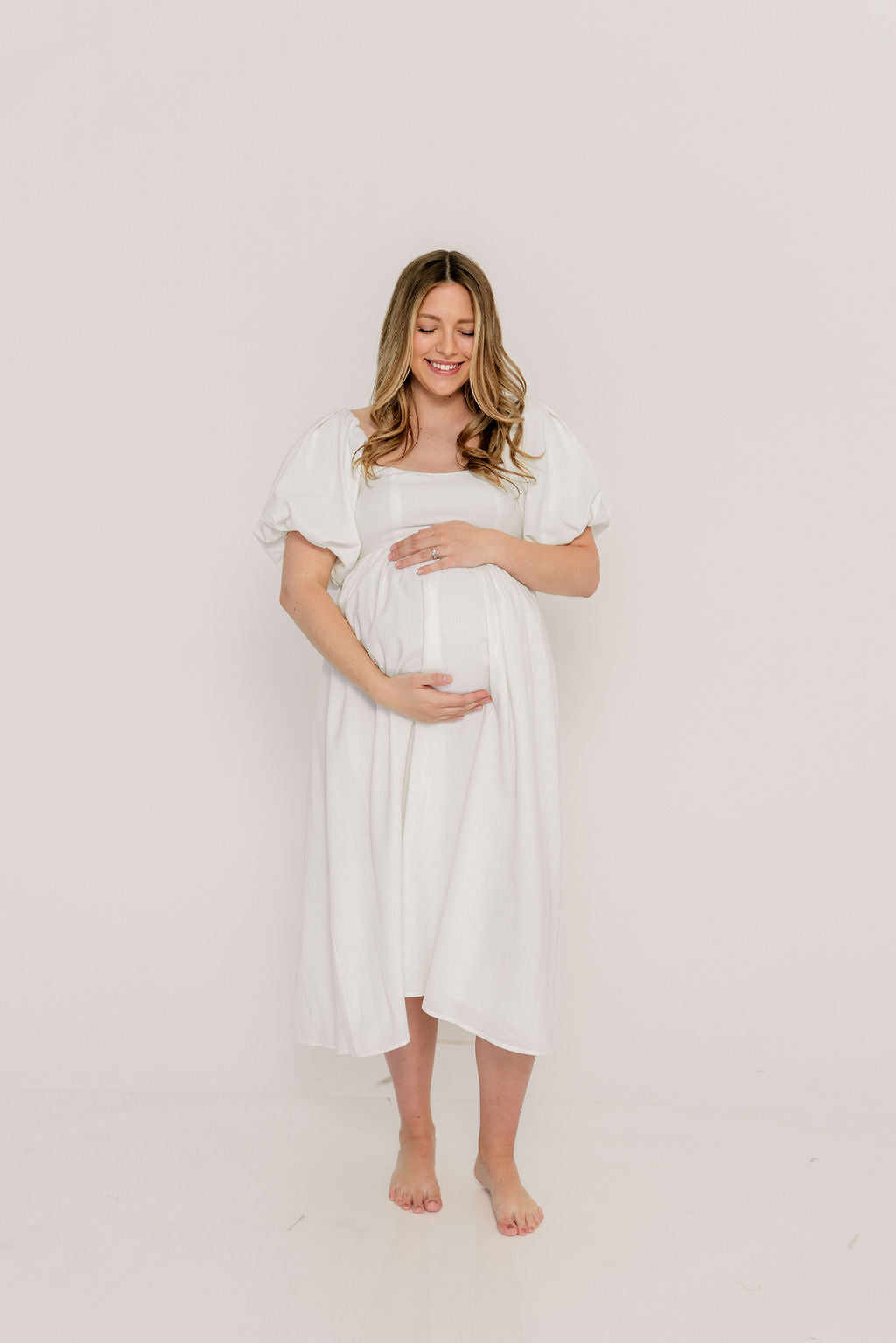 Hamilton Midi Dress in Off-White - Bump Friendly and Inclusive Sizing (S-2XL) - Image 8