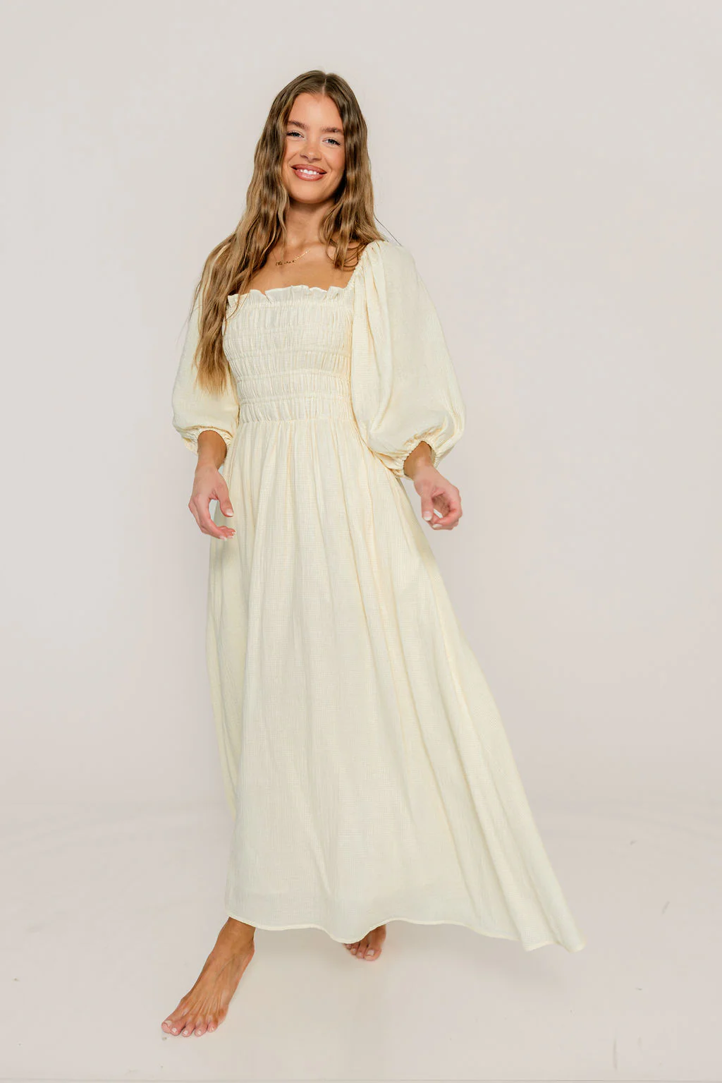 Hayes 100% Premium Cotton Maxi Dress in Faded Grid